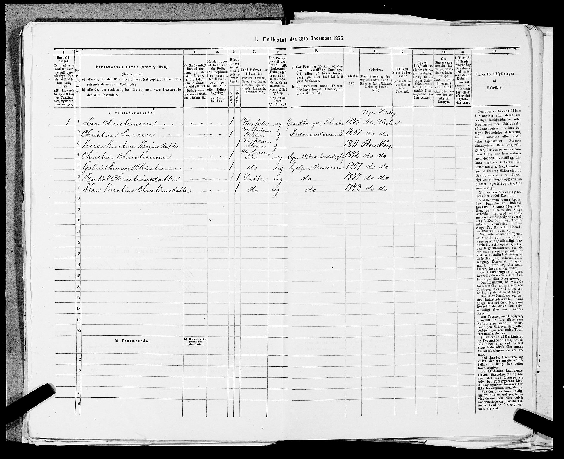 SAST, Folketelling 1875 for 1124P Håland prestegjeld, 1875, s. 863