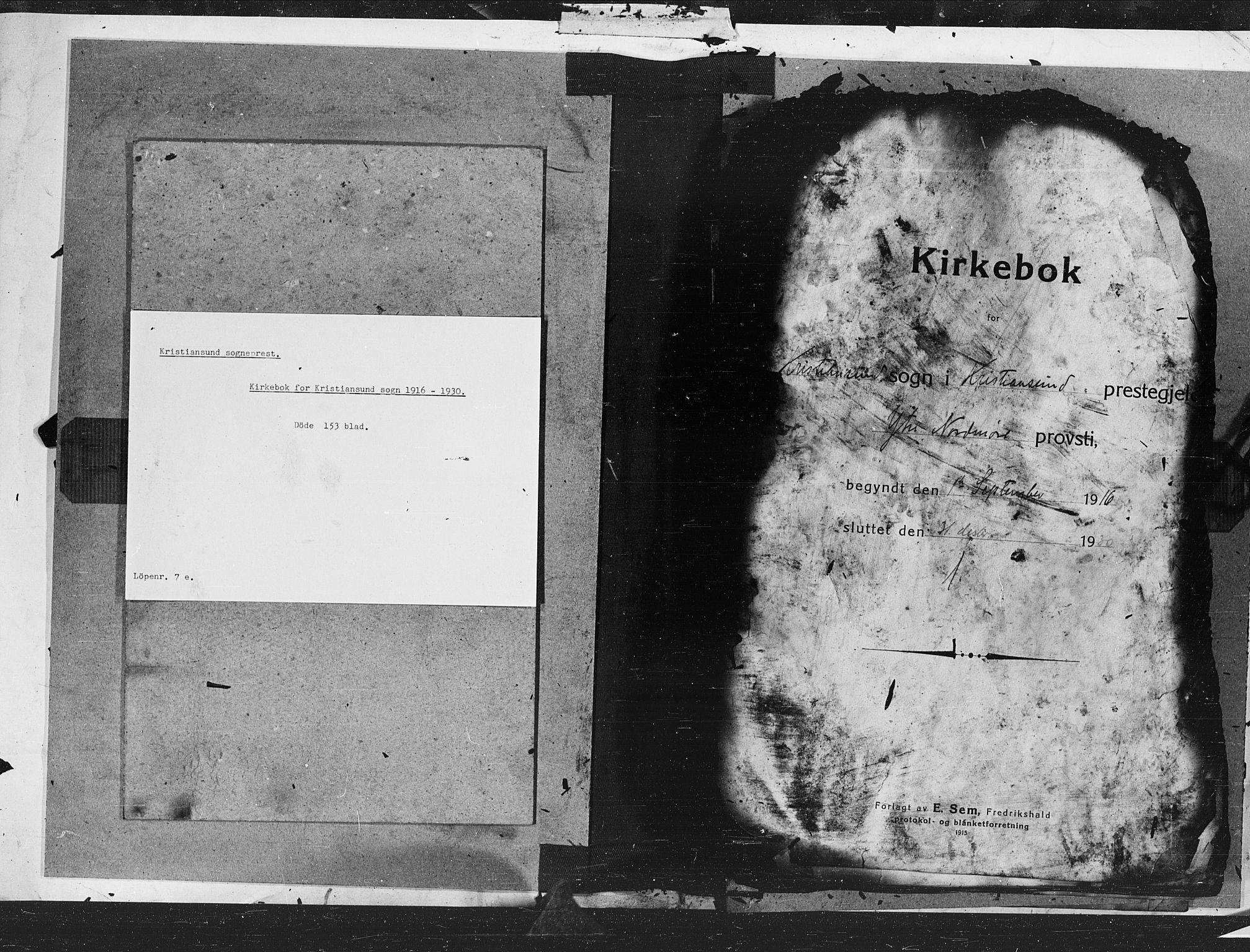 Kristiansund sokneprestkontor, AV/SAT-A-1068/1/I/I1: Ministerialbok nr. 7e, 1916-1930, s. 1