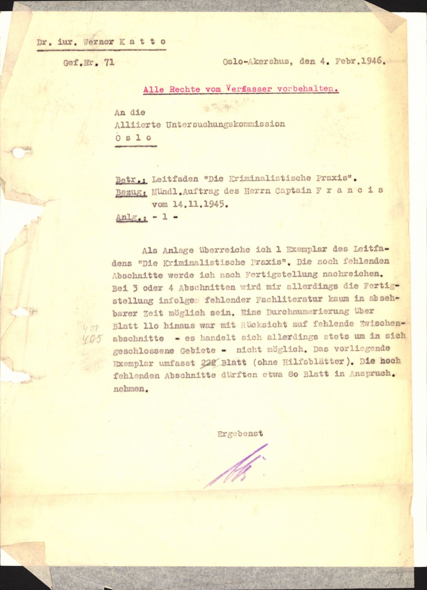 Forsvarets Overkommando. 2 kontor. Arkiv 11.4. Spredte tyske arkivsaker, AV/RA-RAFA-7031/D/Dar/Darc/L0034: Diverse tysk materiale, 1941-1946