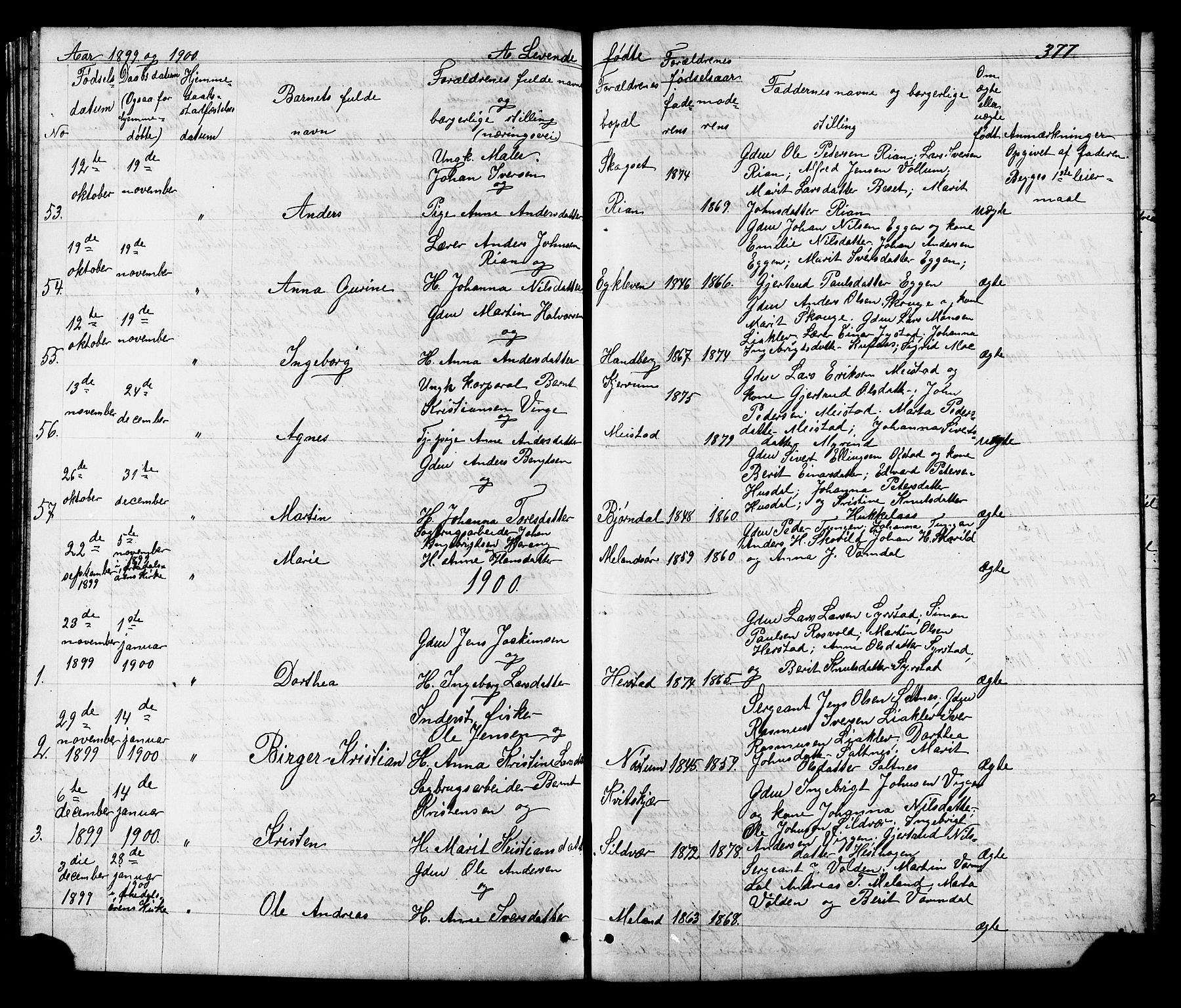 Ministerialprotokoller, klokkerbøker og fødselsregistre - Sør-Trøndelag, SAT/A-1456/665/L0777: Klokkerbok nr. 665C02, 1867-1915, s. 377