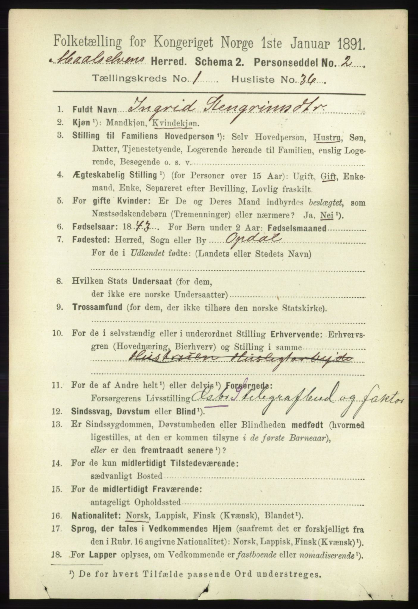 RA, Folketelling 1891 for 1924 Målselv herred, 1891, s. 255