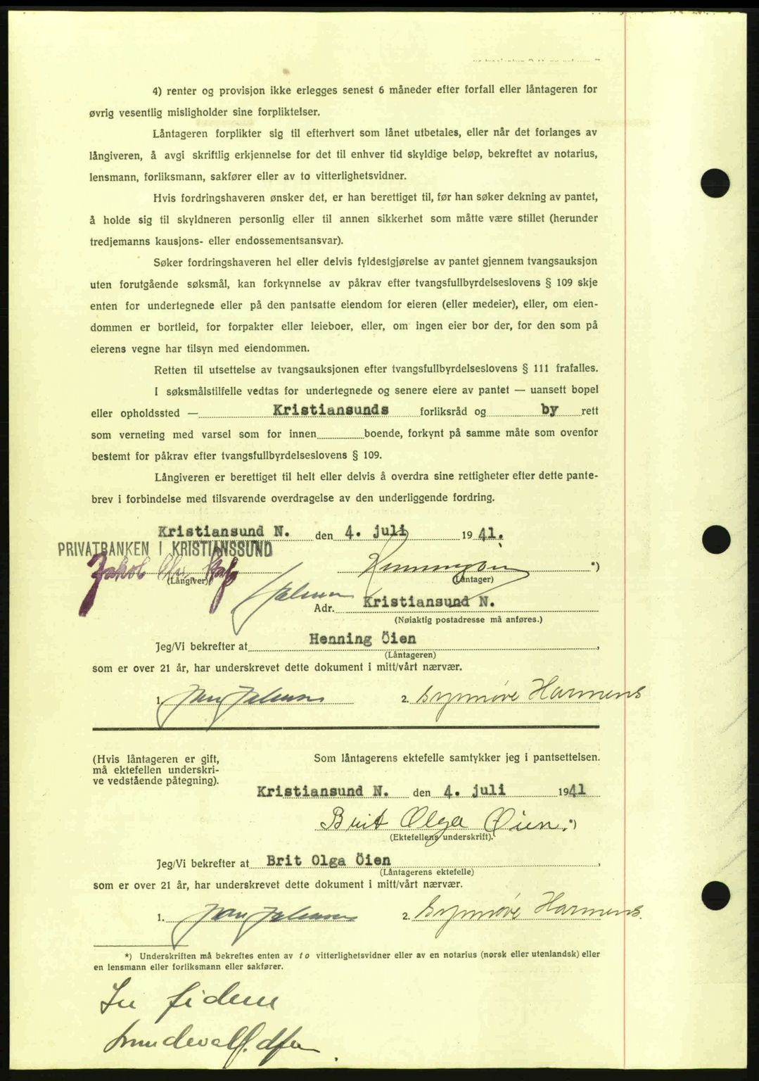 Kristiansund byfogd, AV/SAT-A-4587/A/27: Pantebok nr. 35, 1941-1942, Dagboknr: 519/1941
