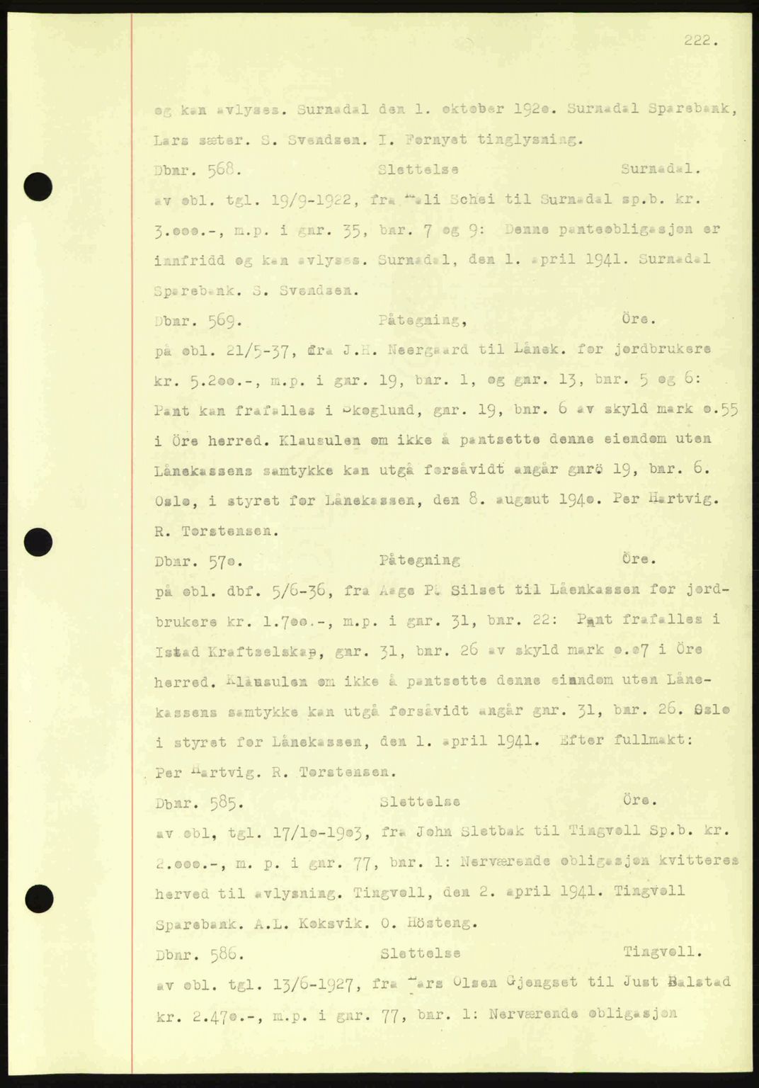 Nordmøre sorenskriveri, AV/SAT-A-4132/1/2/2Ca: Pantebok nr. C81, 1940-1945, Dagboknr: 568/1941