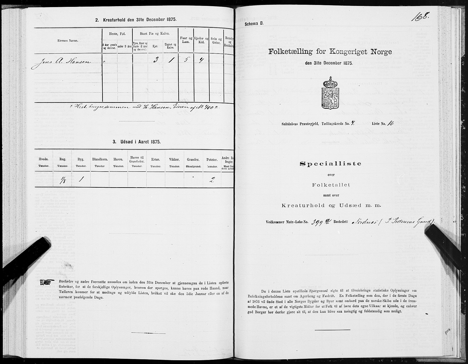 SAT, Folketelling 1875 for 1840P Saltdal prestegjeld, 1875, s. 2168