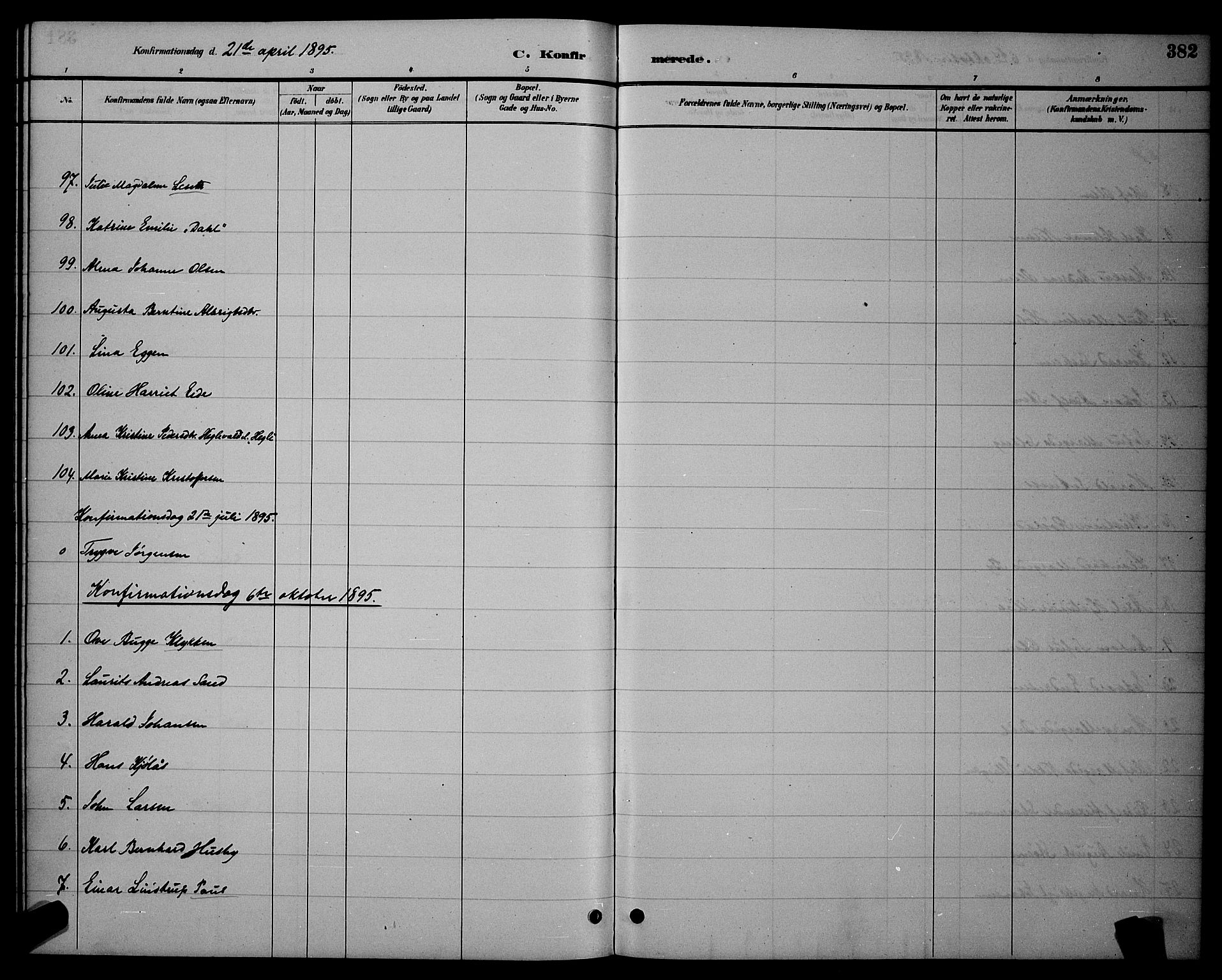 Ministerialprotokoller, klokkerbøker og fødselsregistre - Sør-Trøndelag, SAT/A-1456/604/L0222: Klokkerbok nr. 604C05, 1886-1895, s. 382