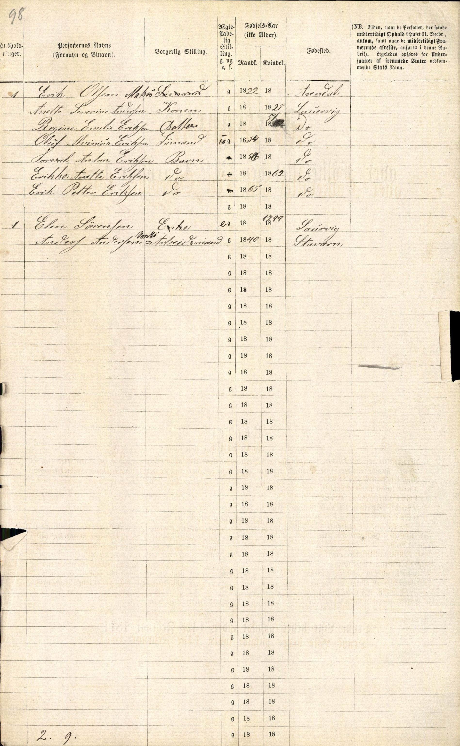 RA, Folketelling 1870 for 0707 Larvik kjøpstad, 1870, s. 1218