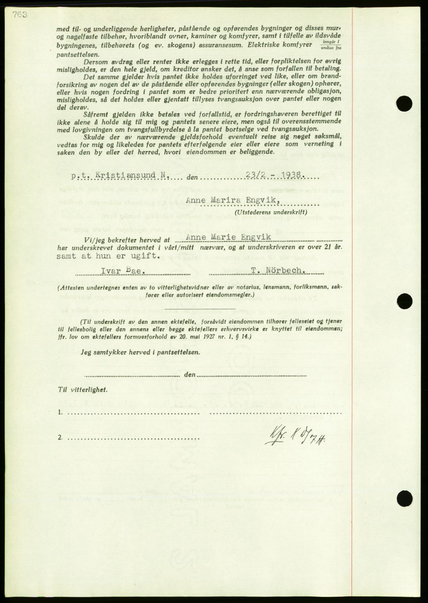 Nordmøre sorenskriveri, AV/SAT-A-4132/1/2/2Ca/L0092: Pantebok nr. B82, 1937-1938, Dagboknr: 454/1938