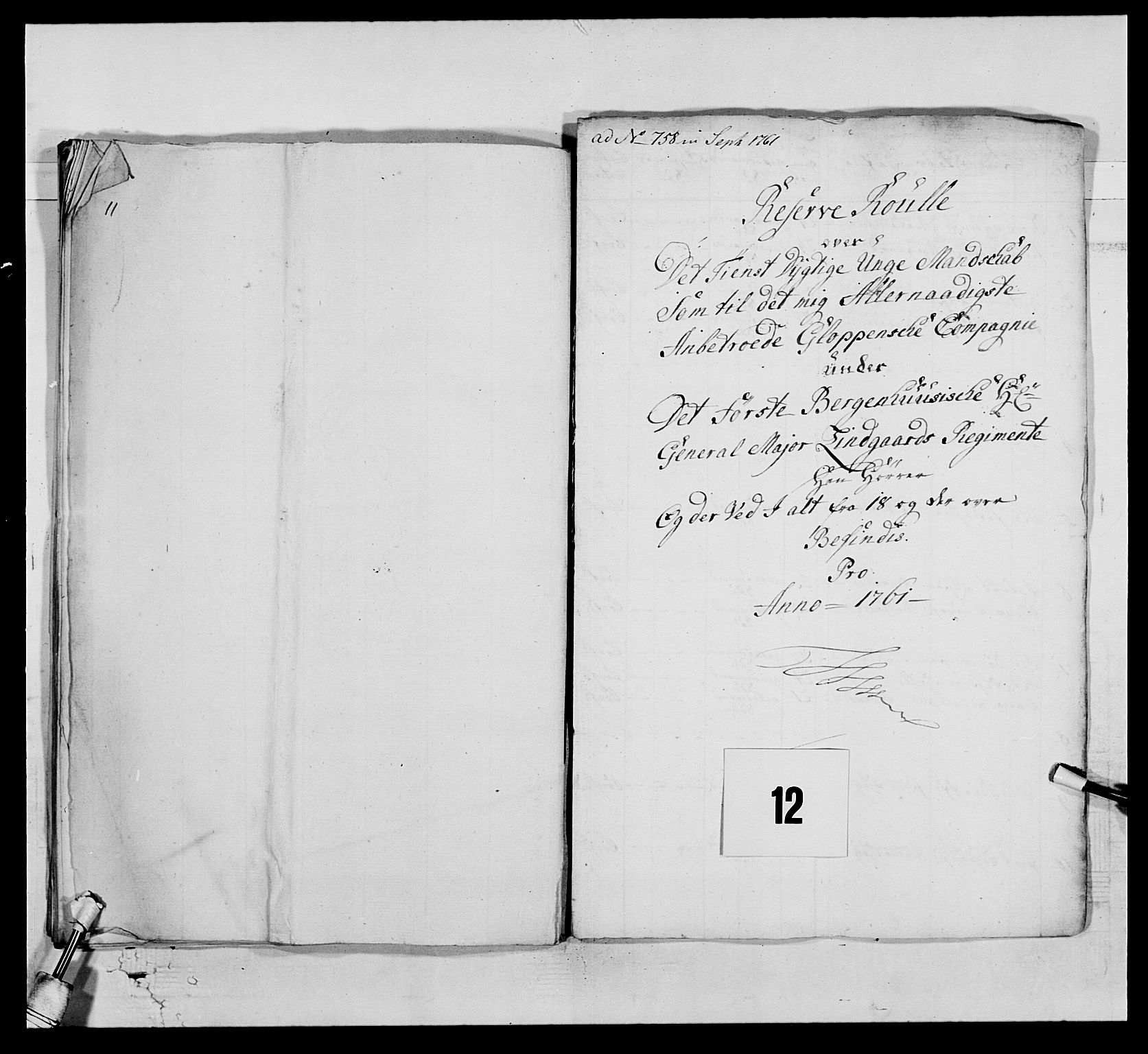 Kommanderende general (KG I) med Det norske krigsdirektorium, AV/RA-EA-5419/E/Ea/L0518: 1. Bergenhusiske regiment, 1760-1765, s. 160