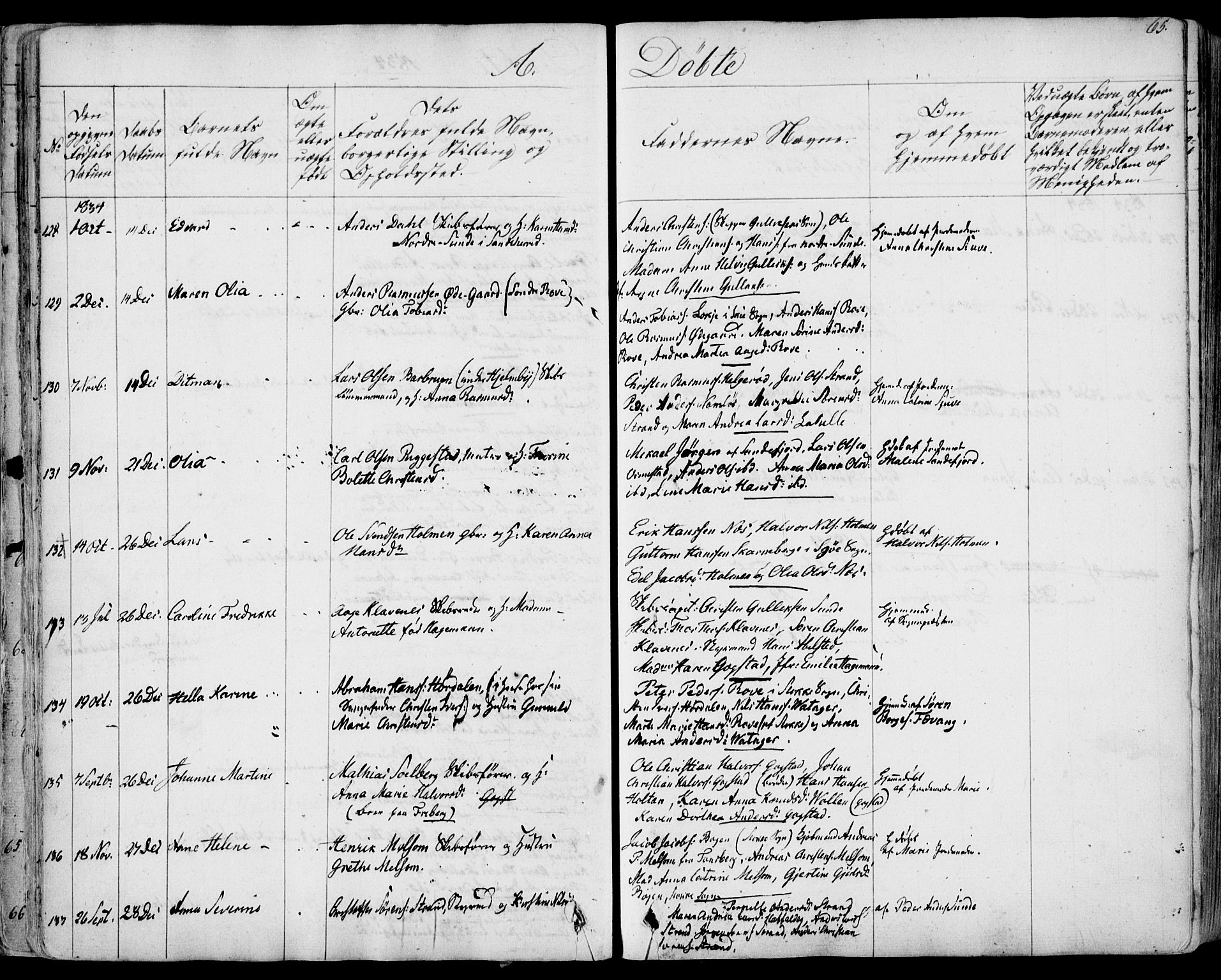 Sandar kirkebøker, AV/SAKO-A-243/F/Fa/L0005: Ministerialbok nr. 5, 1832-1847, s. 64-65