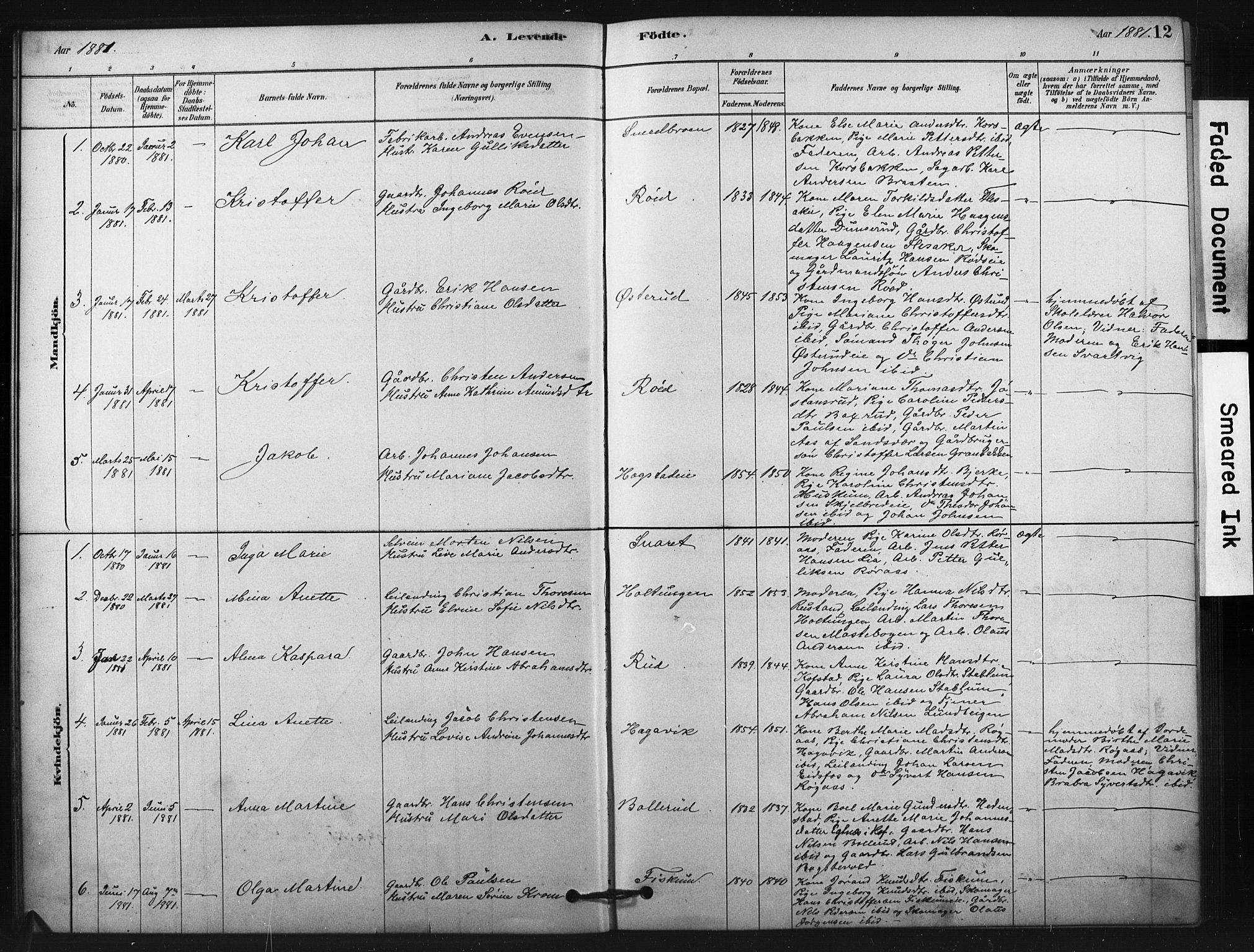 Fiskum kirkebøker, AV/SAKO-A-15/F/Fa/L0002: Ministerialbok nr. 2, 1878-1890, s. 12