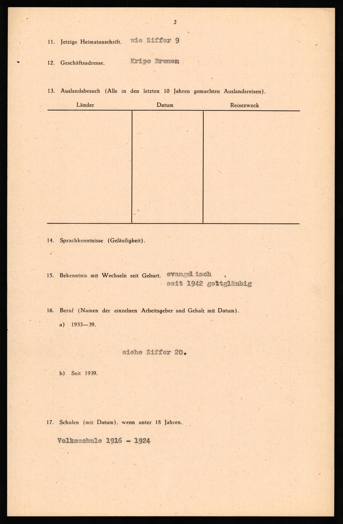 Forsvaret, Forsvarets overkommando II, AV/RA-RAFA-3915/D/Db/L0035: CI Questionaires. Tyske okkupasjonsstyrker i Norge. Tyskere., 1945-1946, s. 55