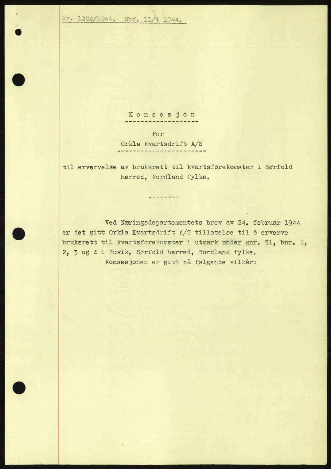 Salten sorenskriveri, AV/SAT-A-4578/1/2/2C: Pantebok nr. A14-15, 1943-1945, Dagboknr: 1282/1944