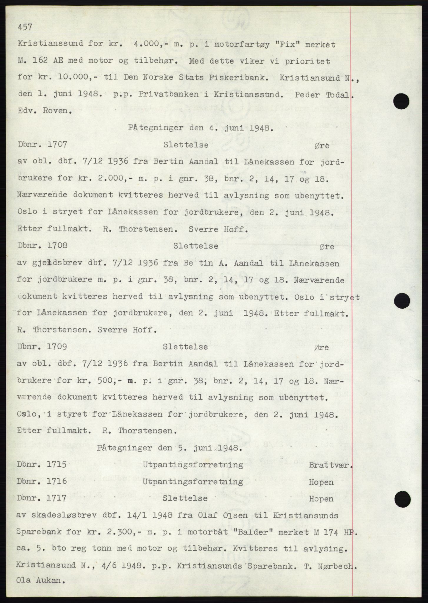 Nordmøre sorenskriveri, AV/SAT-A-4132/1/2/2Ca: Pantebok nr. C82b, 1946-1951, Dagboknr: 1707/1948