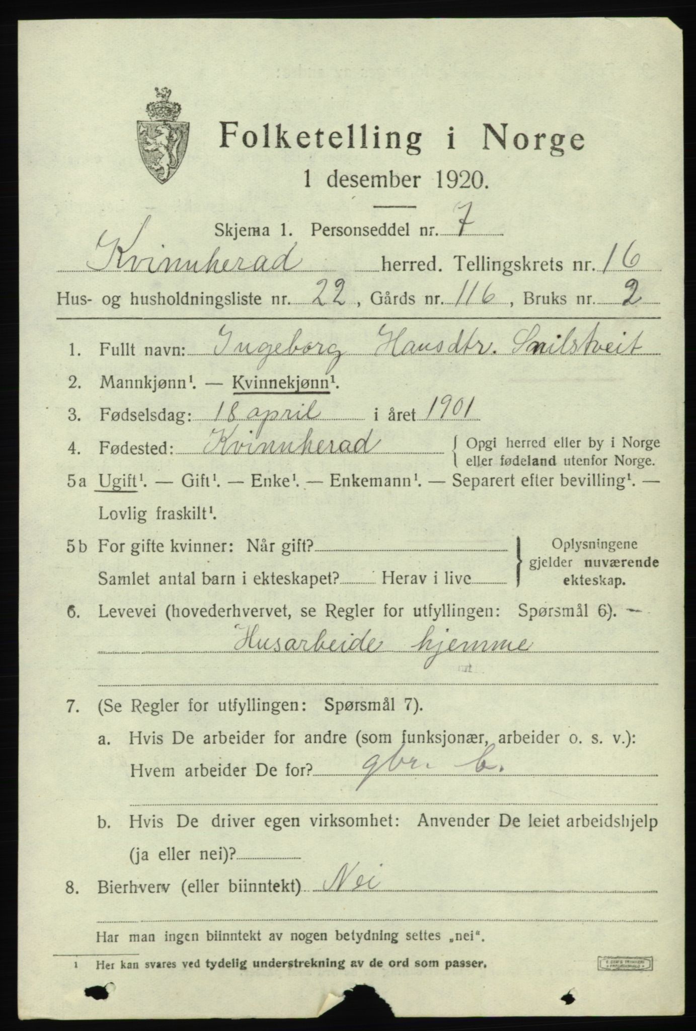 SAB, Folketelling 1920 for 1224 Kvinnherad herred, 1920, s. 10422