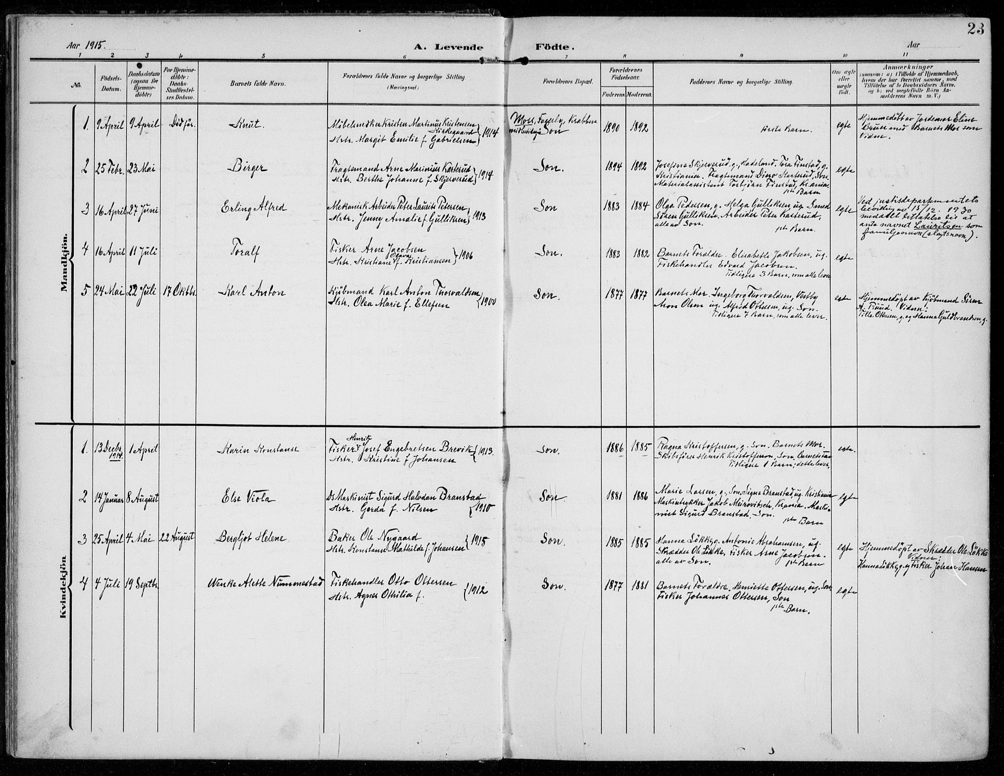 Vestby prestekontor Kirkebøker, AV/SAO-A-10893/F/Fc/L0002: Ministerialbok nr. III 2, 1906-1940, s. 23
