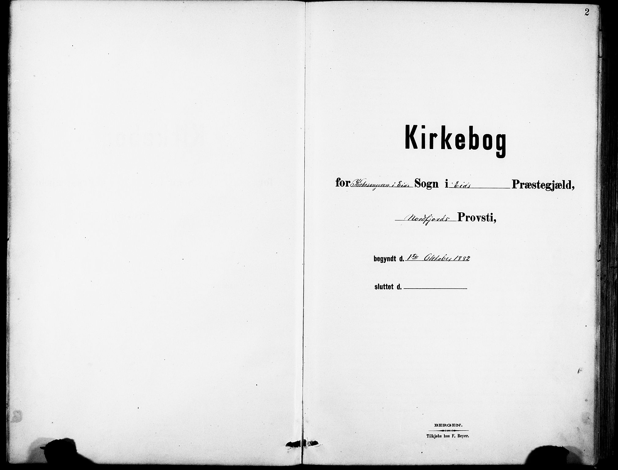 Eid sokneprestembete, SAB/A-82301/H/Hab/Habb/L0002: Klokkerbok nr. B 2, 1882-1907, s. 2