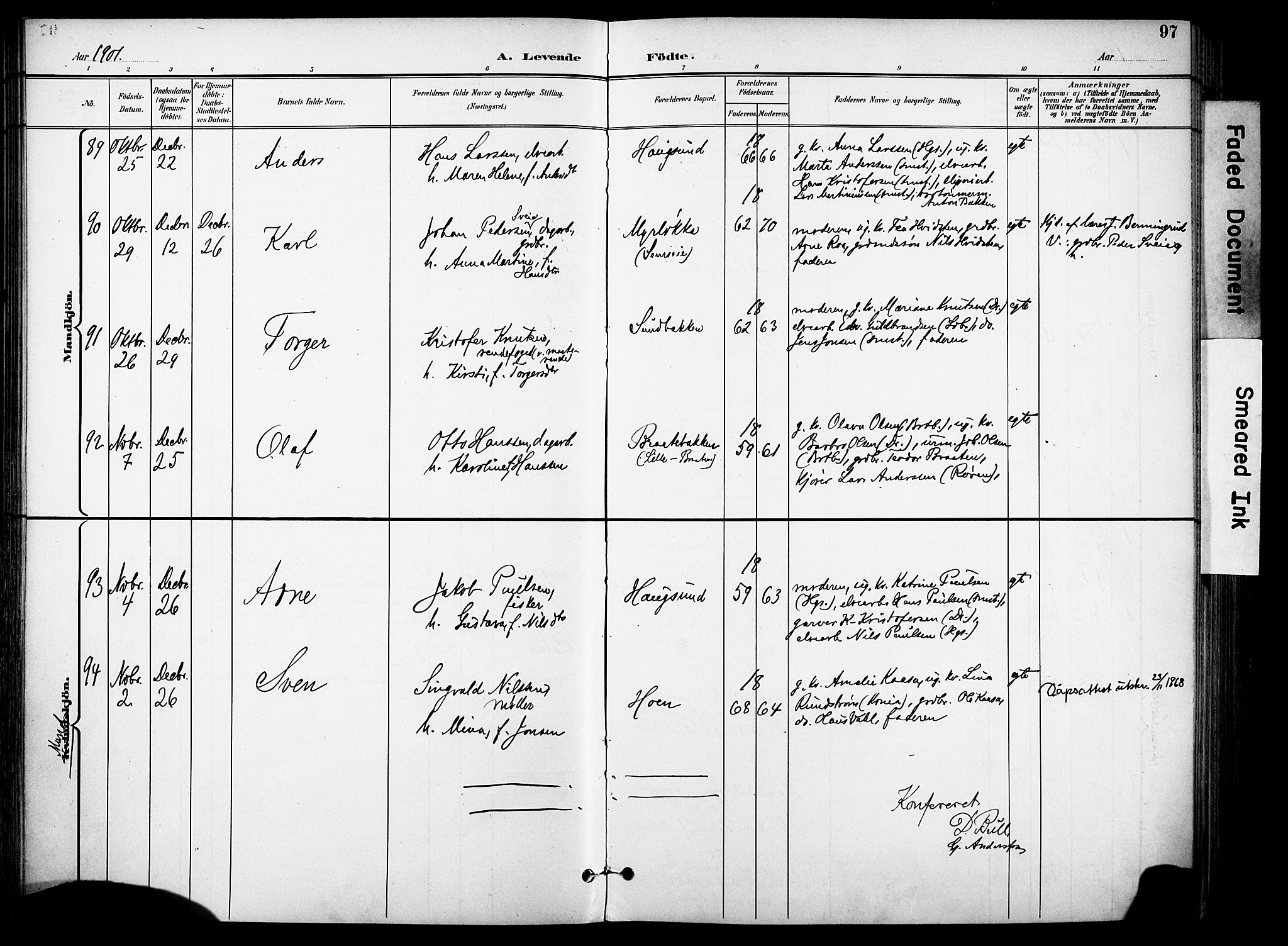 Eiker kirkebøker, AV/SAKO-A-4/F/Fb/L0003: Ministerialbok nr. II 3, 1896-1942, s. 97