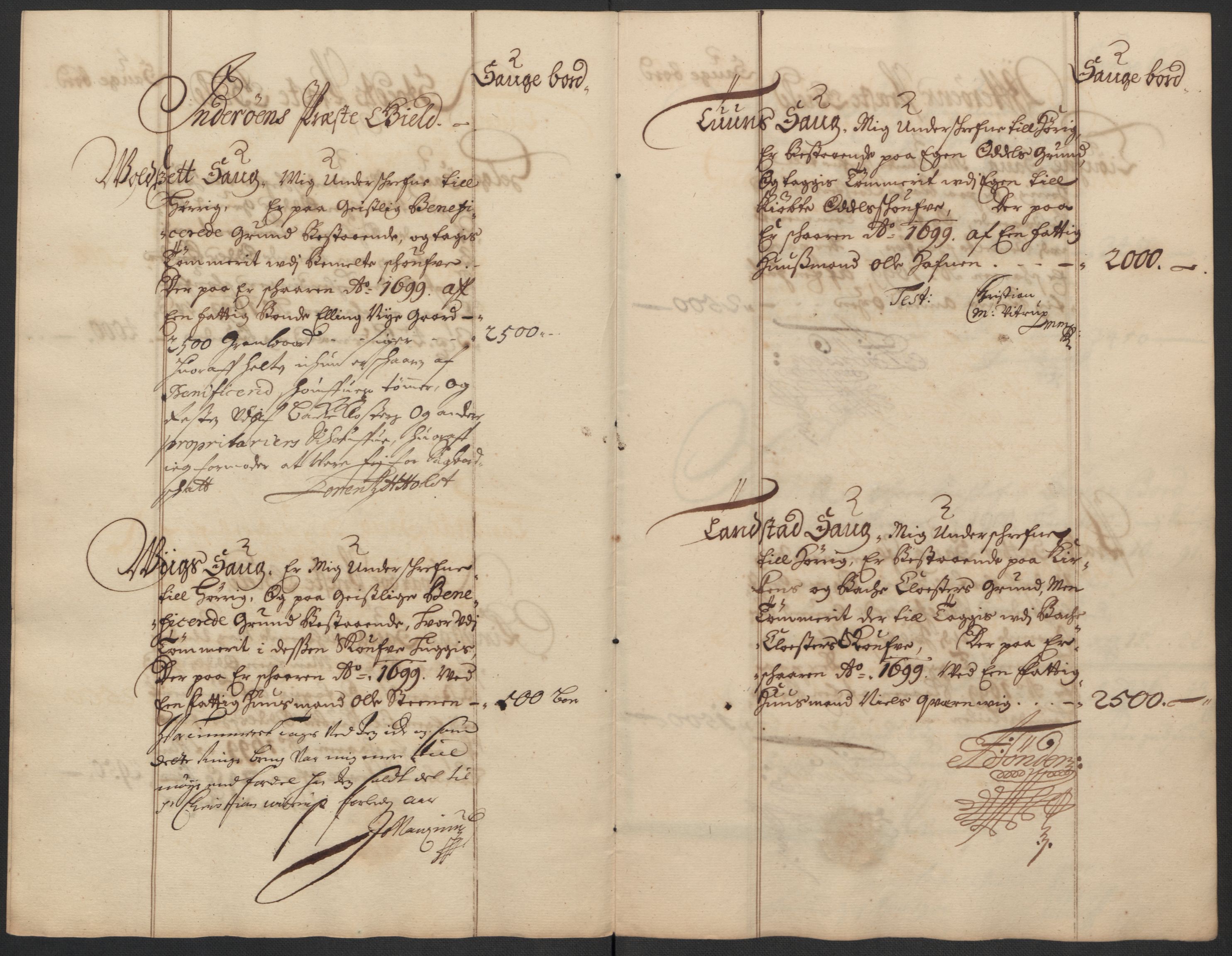 Rentekammeret inntil 1814, Reviderte regnskaper, Fogderegnskap, AV/RA-EA-4092/R63/L4310: Fogderegnskap Inderøy, 1698-1699, s. 306