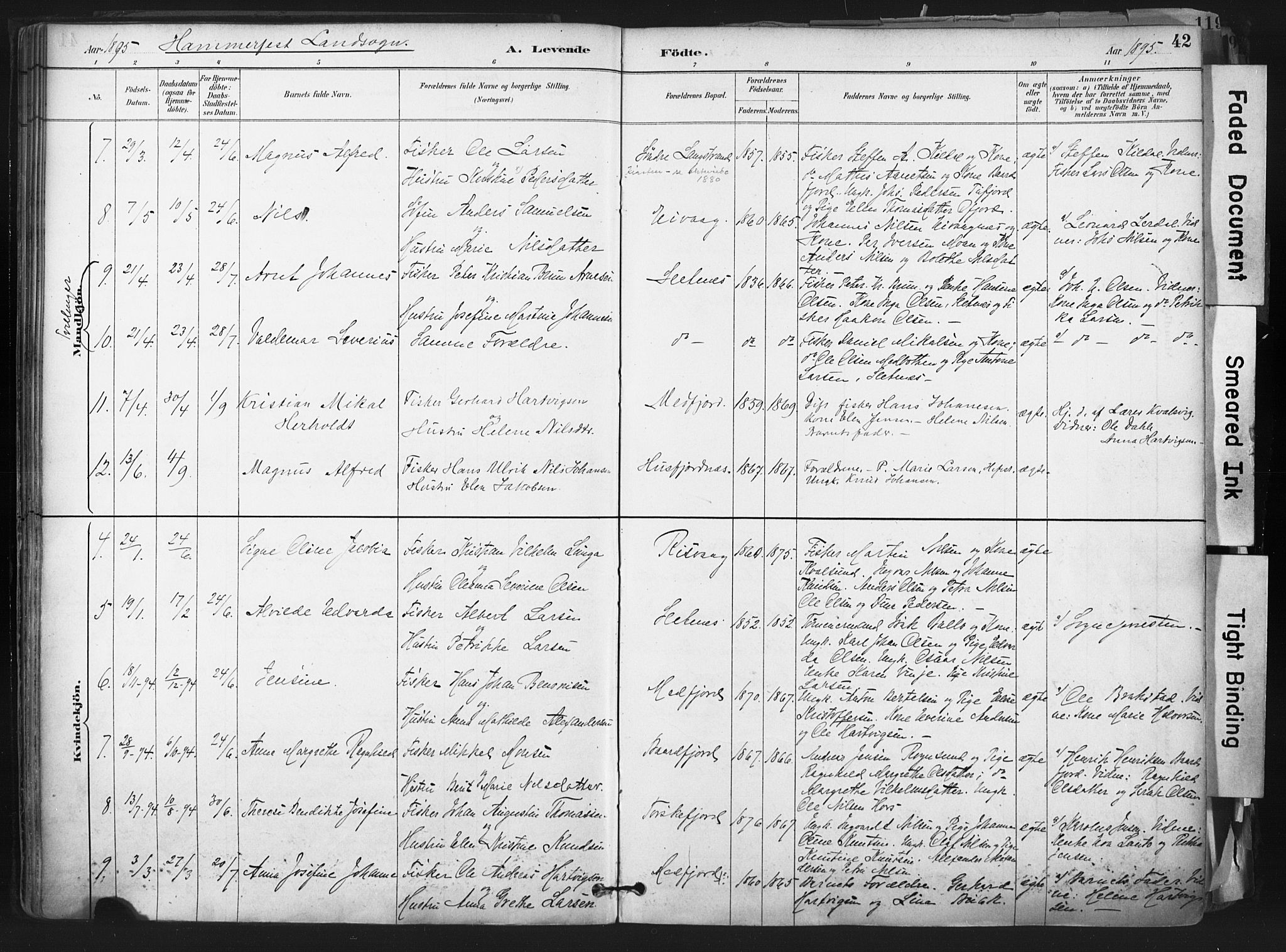 Hammerfest sokneprestkontor, SATØ/S-1347: Ministerialbok nr. 11 /1, 1885-1897, s. 42