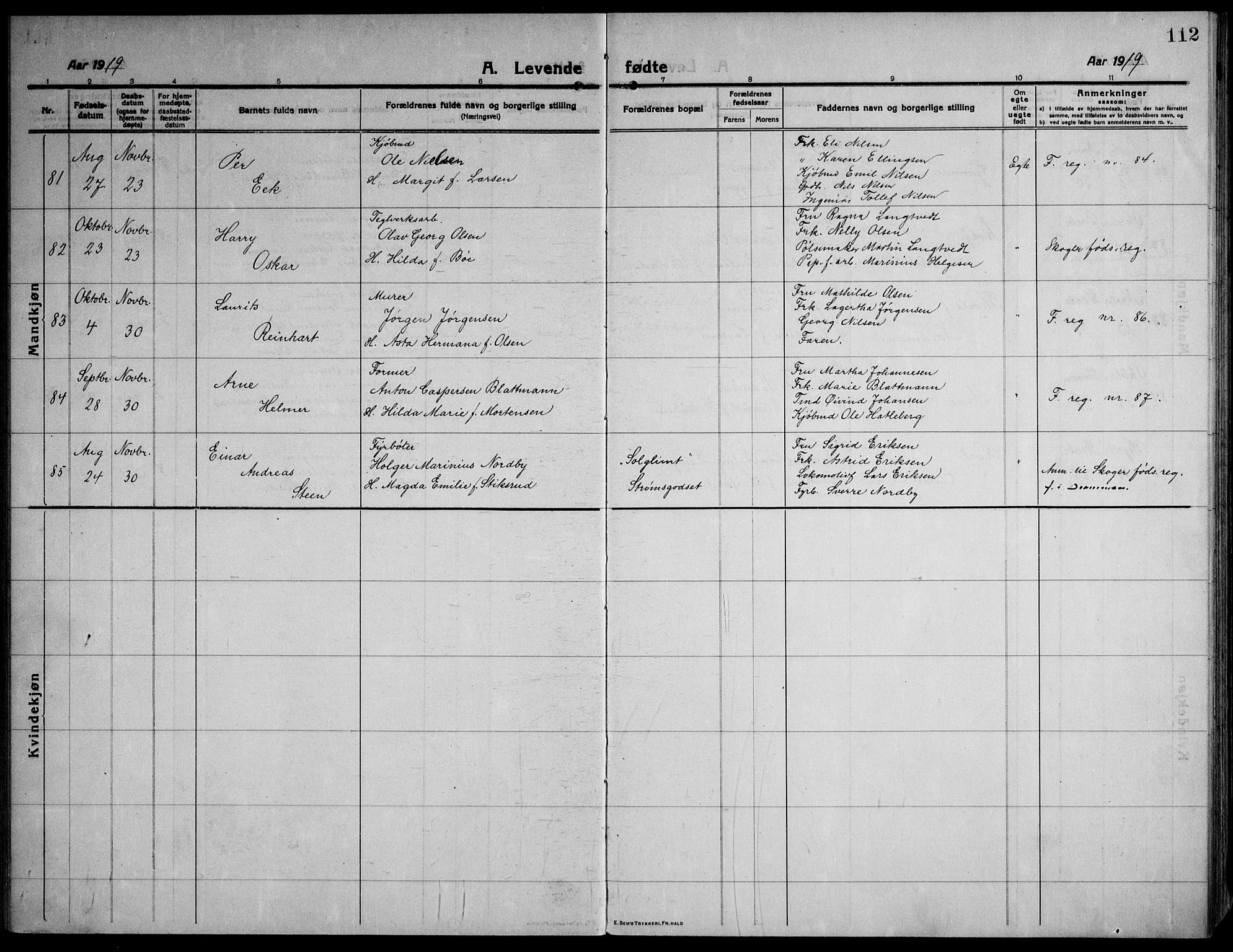 Strømsø kirkebøker, AV/SAKO-A-246/F/Fa/L0029: Ministerialbok nr. I 27, 1915-1930, s. 112