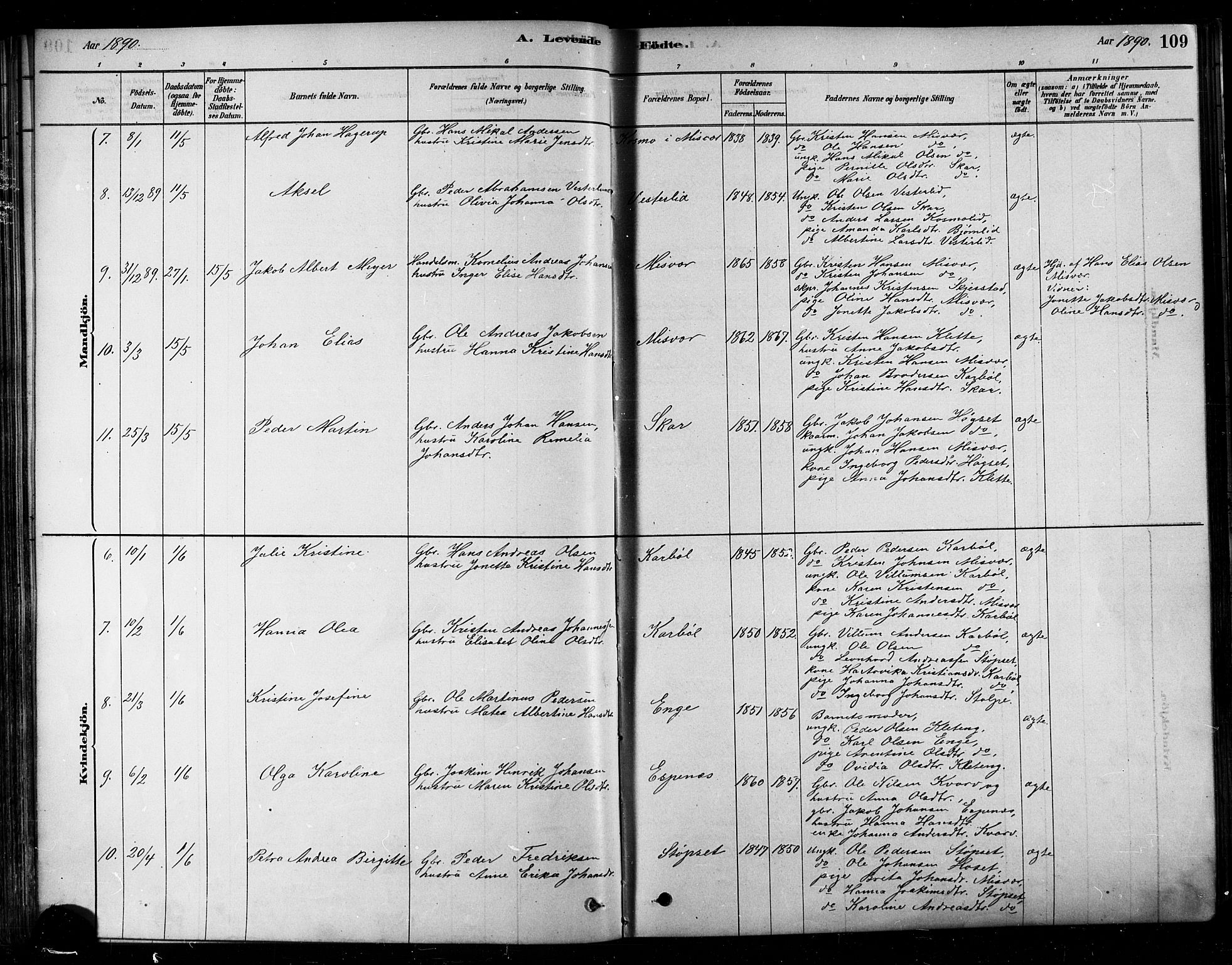 Ministerialprotokoller, klokkerbøker og fødselsregistre - Nordland, SAT/A-1459/852/L0740: Ministerialbok nr. 852A10, 1878-1894, s. 109