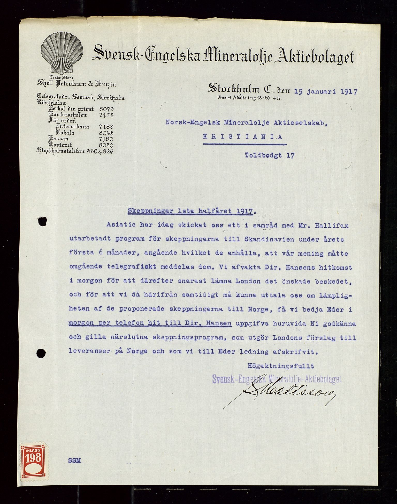 Pa 1521 - A/S Norske Shell, SAST/A-101915/E/Ea/Eaa/L0020: Sjefskorrespondanse, 1917, s. 442