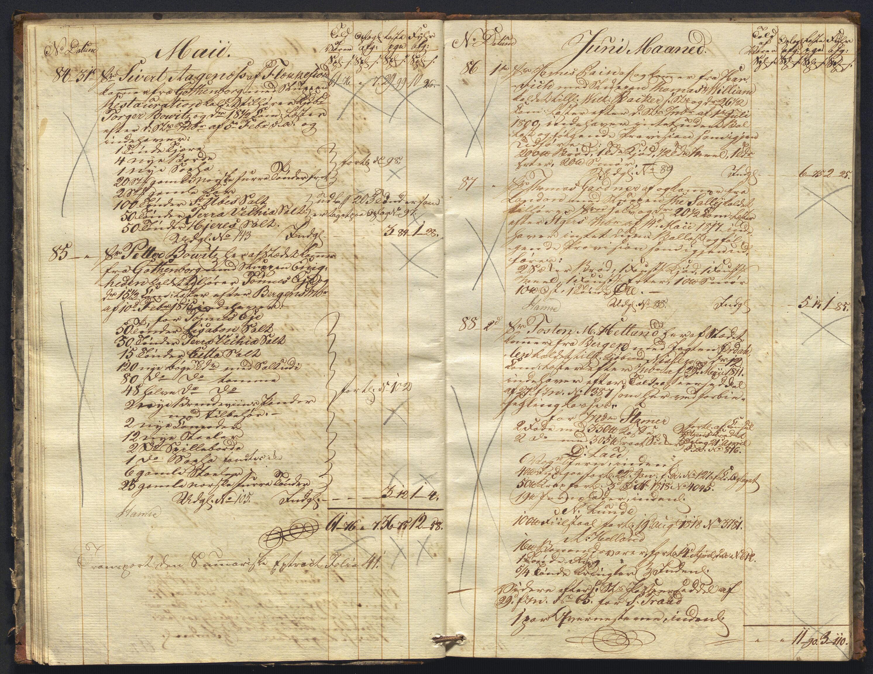 Revisjonsdepartementet, 2. revisjonskontor, AV/RA-S-1115/E/E010/L0060: Egersund: Tollbok, 1820, s. 13b-14a