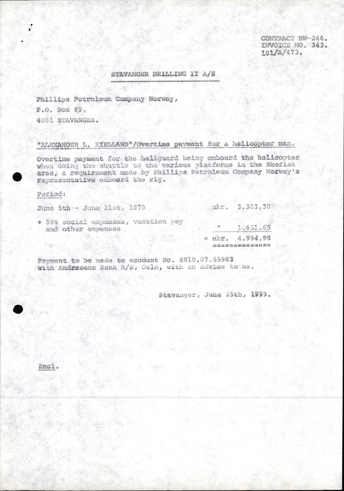 Pa 1503 - Stavanger Drilling AS, AV/SAST-A-101906/2/E/Eb/Eba/L0028: Sak og korrespondanse, 1979-1980