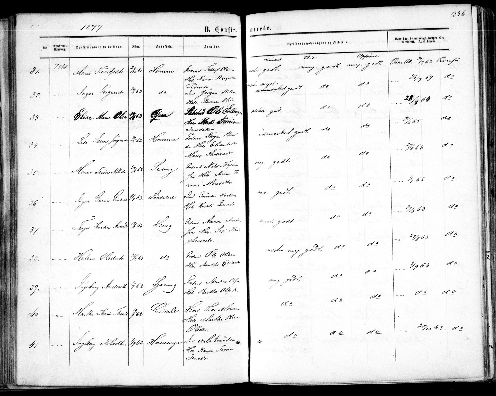 Søndeled sokneprestkontor, SAK/1111-0038/F/Fa/L0003: Ministerialbok nr. A 3, 1861-1879, s. 356