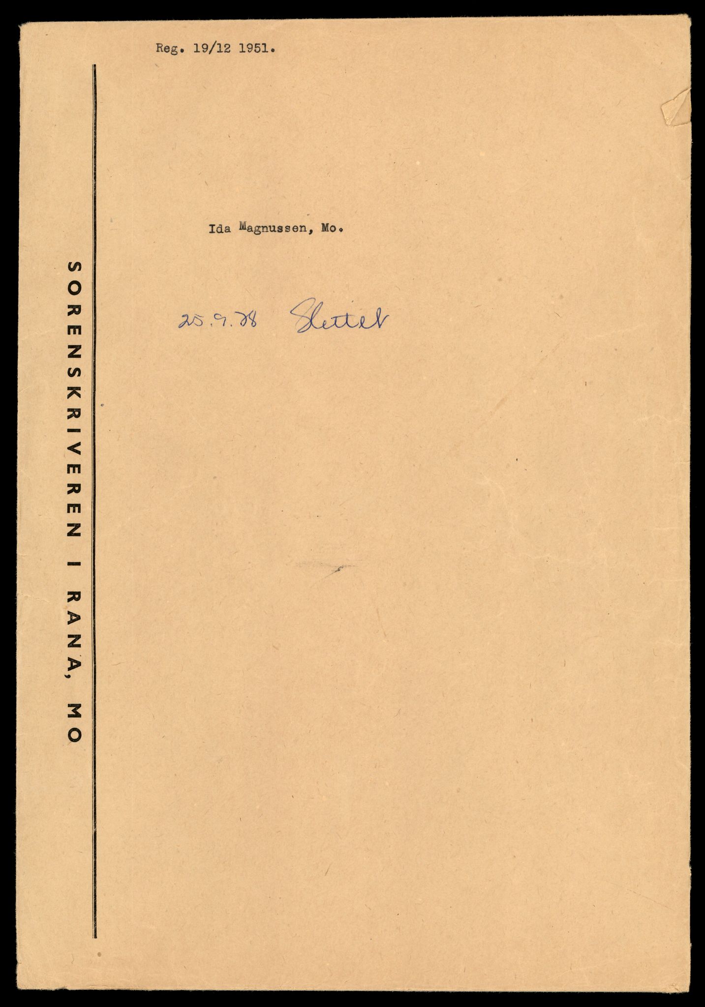 Rana sorenskriveri , SAT/A-1108/2/J/Jd/Jdb/L0005: Bilag. Enkeltmannsforetak M - N, 1930-1988, s. 1