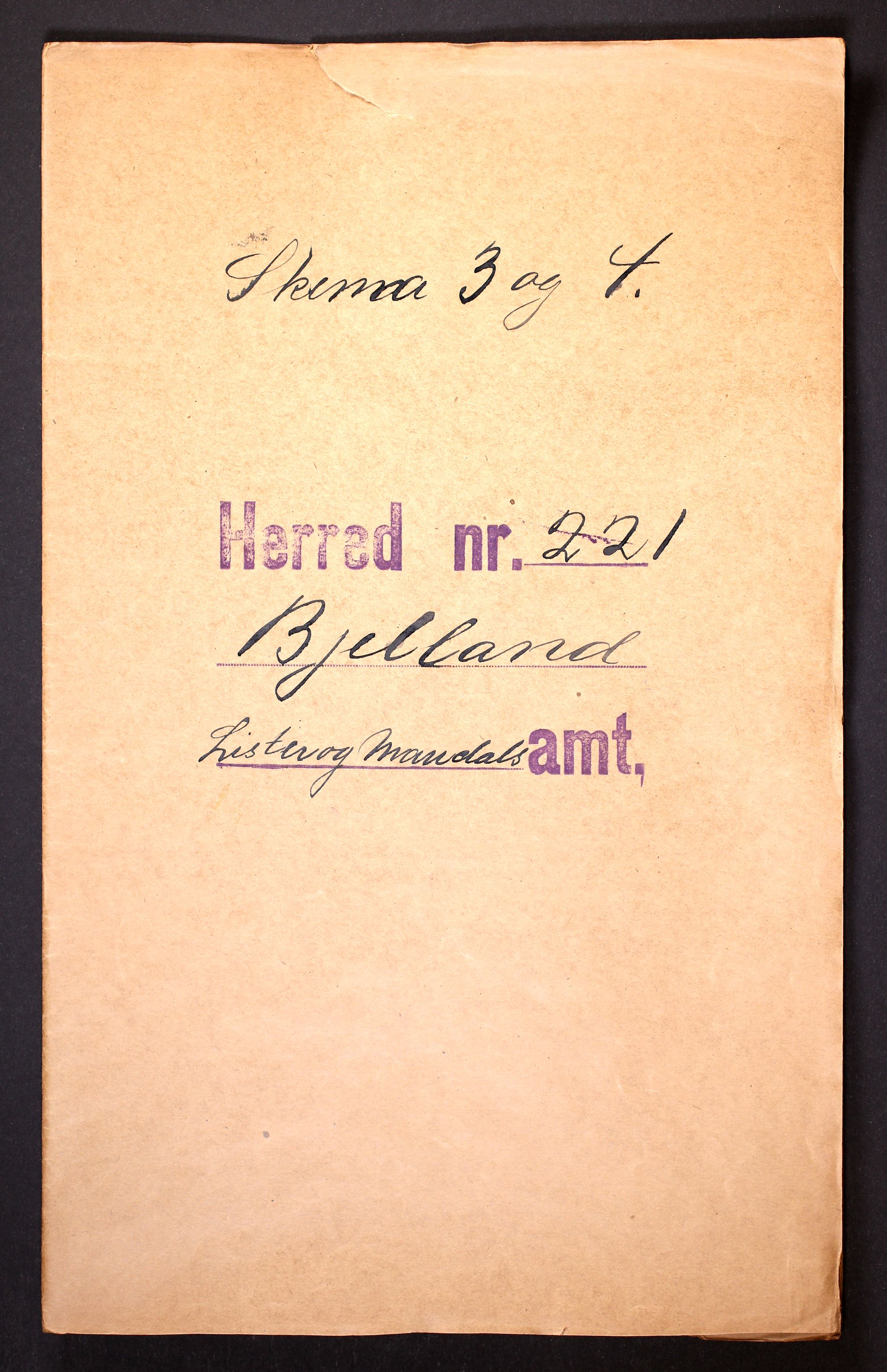 RA, Folketelling 1910 for 1024 Bjelland herred, 1910, s. 1