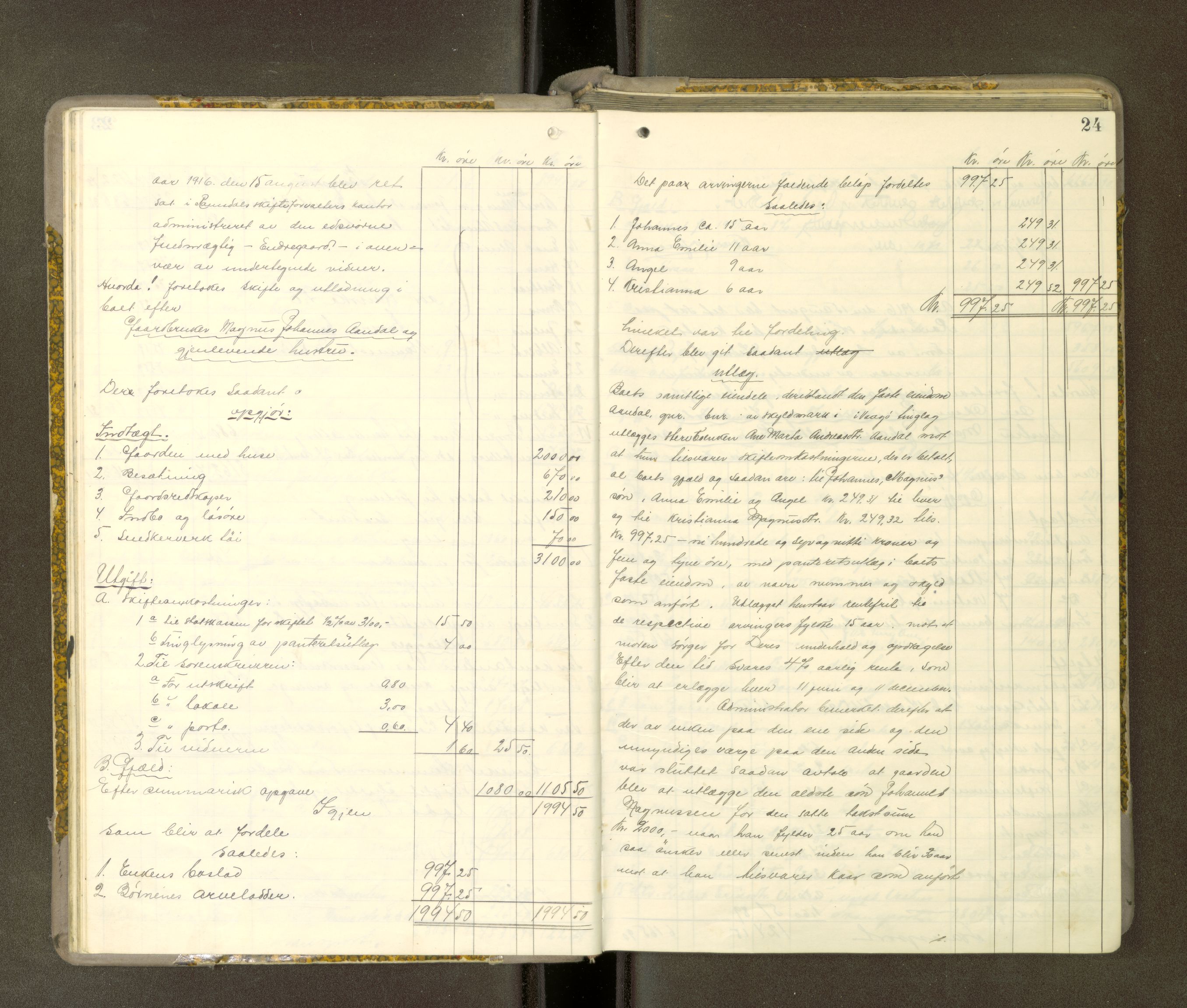 Romsdal sorenskriveri, AV/SAT-A-4149/1/3/3A/L0021: Skifteutlodnings Protokoll 7, 1916-1920, s. 23b-24a