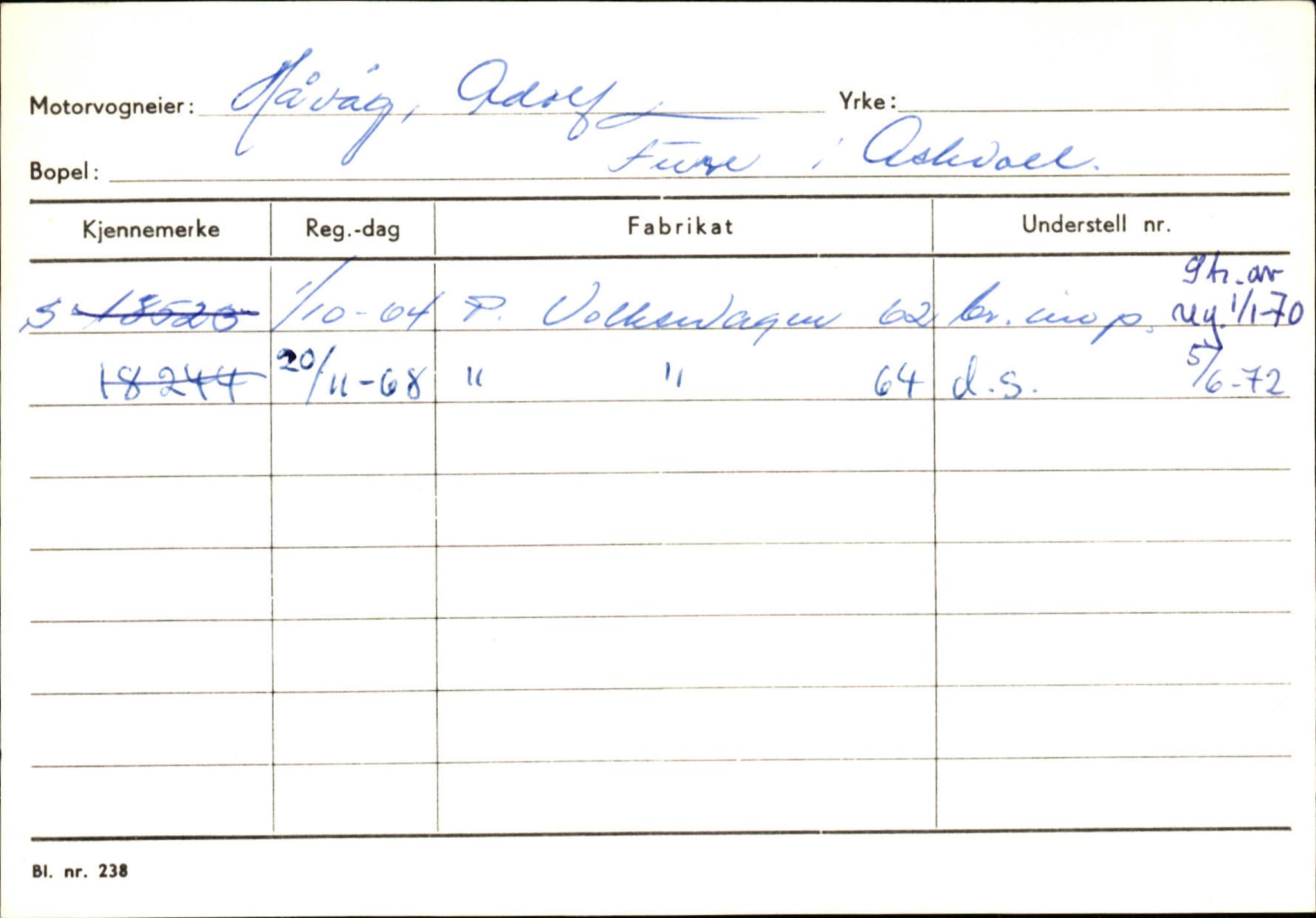 Statens vegvesen, Sogn og Fjordane vegkontor, AV/SAB-A-5301/4/F/L0132: Eigarregister Askvoll A-Å. Balestrand A-Å, 1945-1975, s. 636