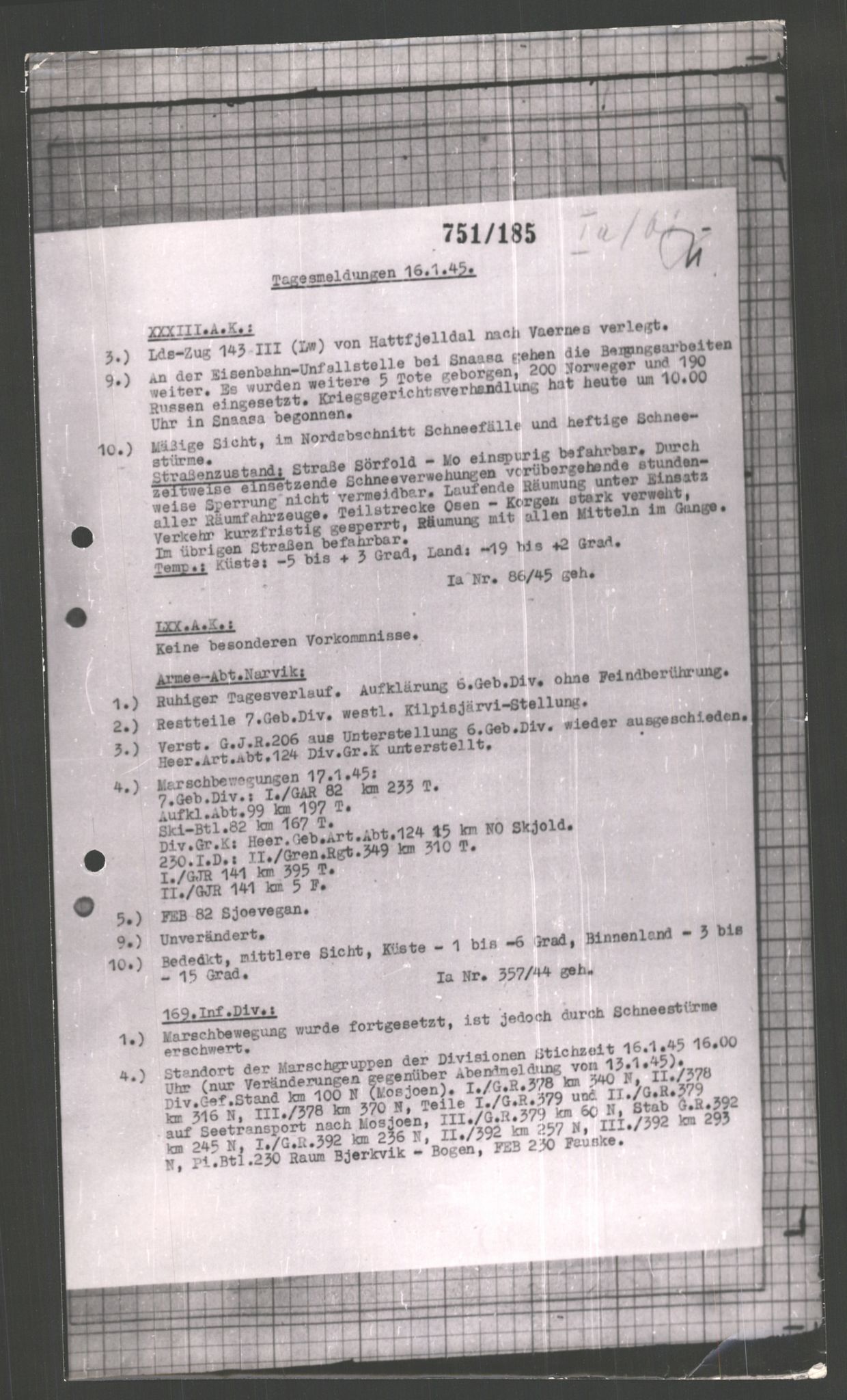 Forsvarets Overkommando. 2 kontor. Arkiv 11.4. Spredte tyske arkivsaker, AV/RA-RAFA-7031/D/Dar/Dara/L0002: Krigsdagbøker for 20. Gebirgs-Armee-Oberkommando (AOK 20), 1945, s. 78