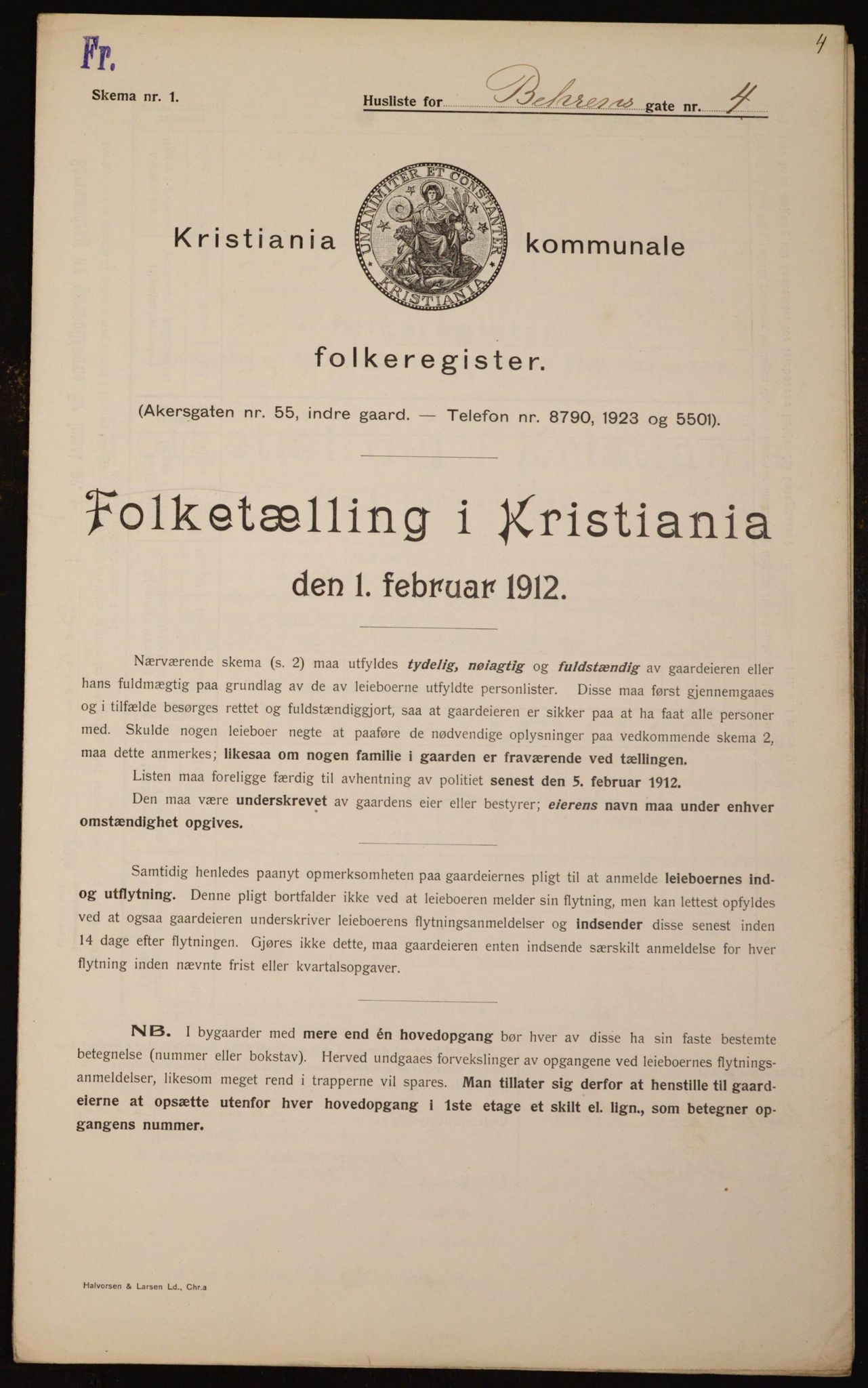 OBA, Kommunal folketelling 1.2.1912 for Kristiania, 1912, s. 3272