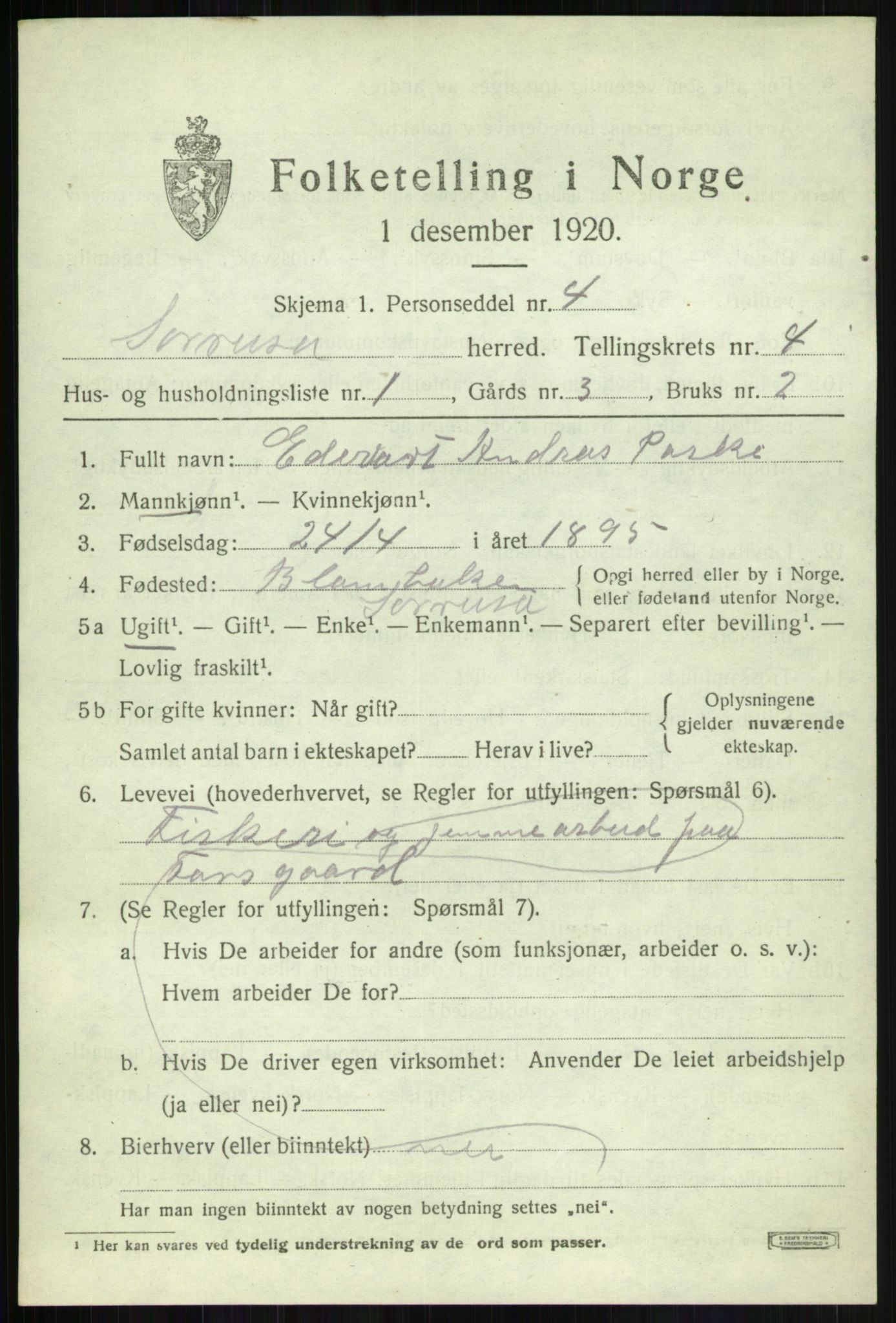 SATØ, Folketelling 1920 for 1925 Sørreisa herred, 1920, s. 1754