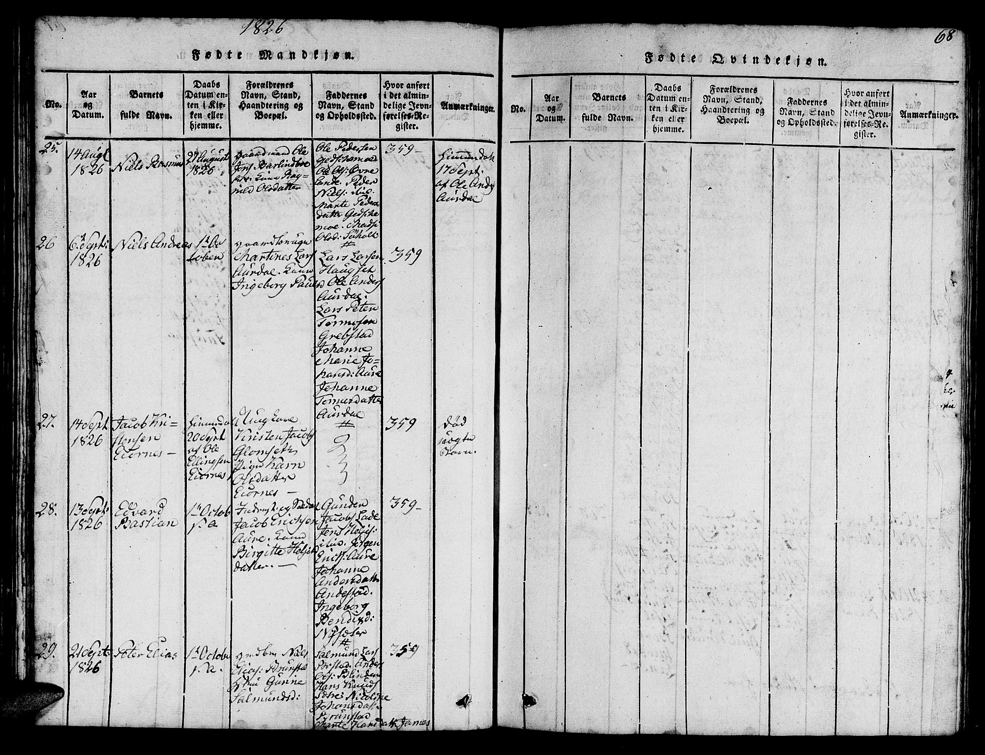 Ministerialprotokoller, klokkerbøker og fødselsregistre - Møre og Romsdal, AV/SAT-A-1454/522/L0322: Klokkerbok nr. 522C01, 1816-1830, s. 68