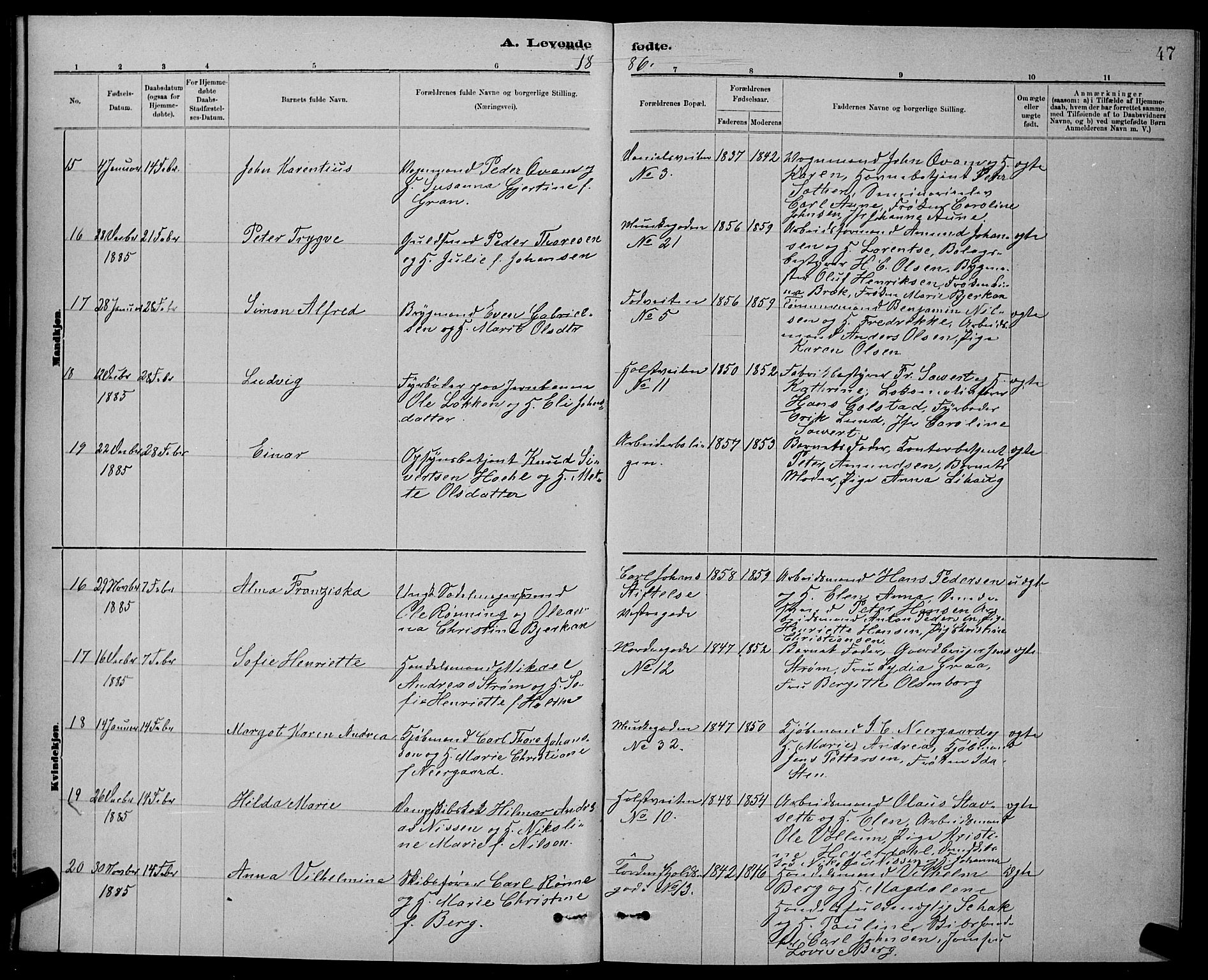 Ministerialprotokoller, klokkerbøker og fødselsregistre - Sør-Trøndelag, SAT/A-1456/601/L0092: Klokkerbok nr. 601C10, 1884-1897, s. 47
