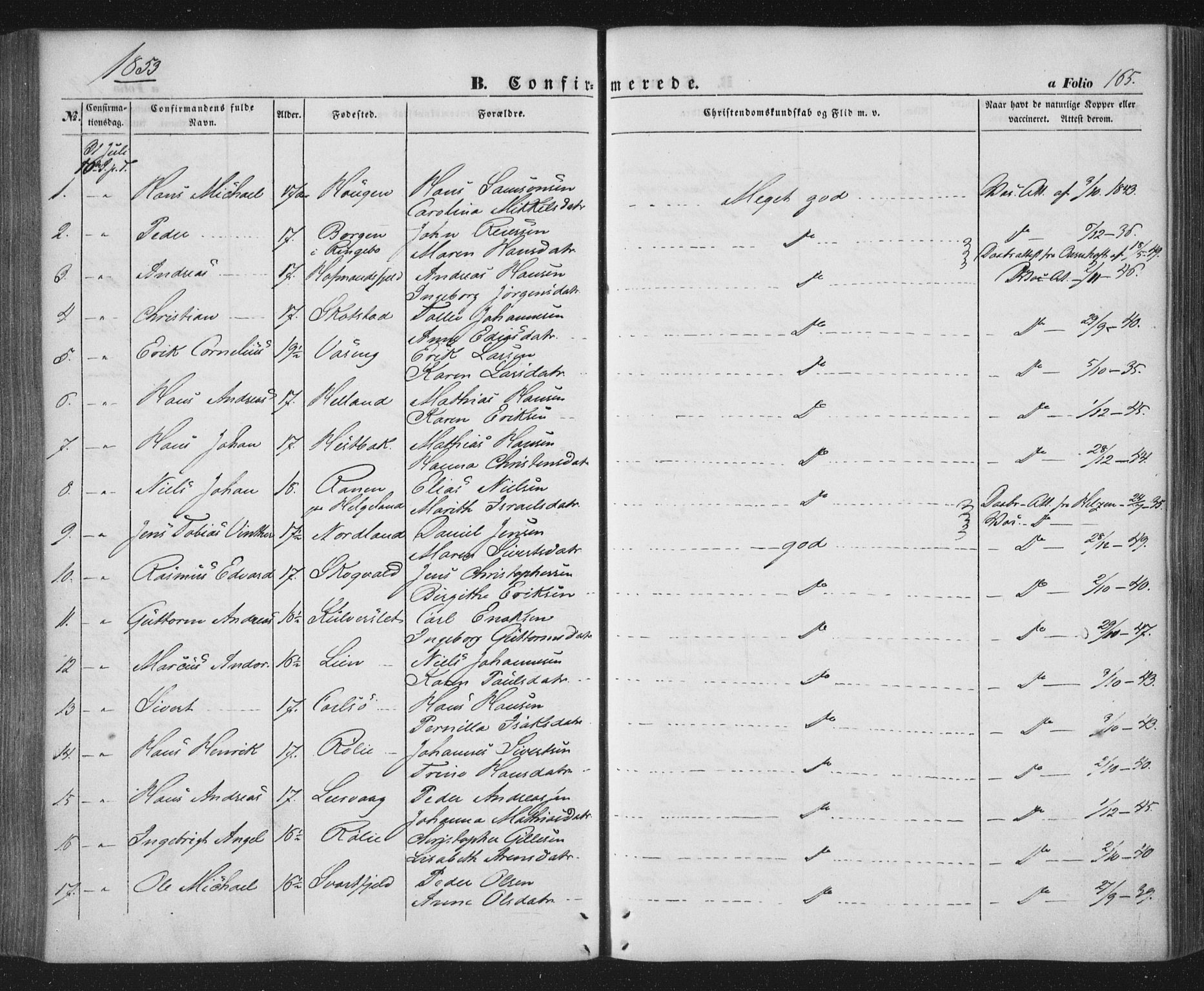 Ministerialprotokoller, klokkerbøker og fødselsregistre - Nordland, AV/SAT-A-1459/859/L0844: Ministerialbok nr. 859A04, 1849-1862, s. 165