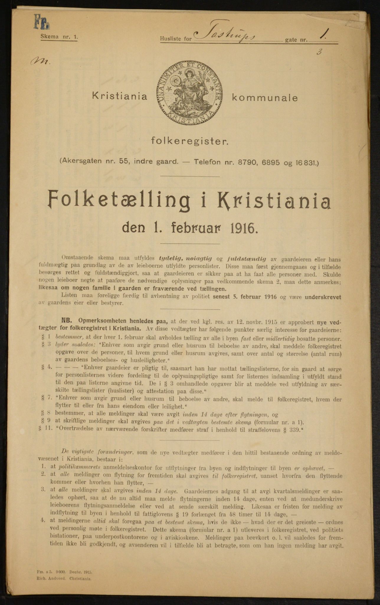 OBA, Kommunal folketelling 1.2.1916 for Kristiania, 1916, s. 118347