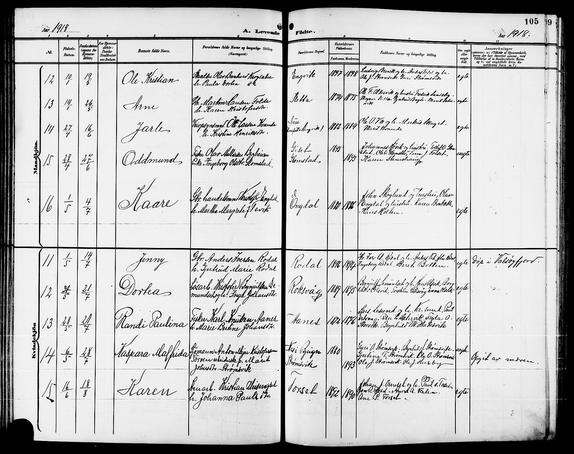 Ministerialprotokoller, klokkerbøker og fødselsregistre - Møre og Romsdal, AV/SAT-A-1454/578/L0910: Klokkerbok nr. 578C03, 1900-1921, s. 105