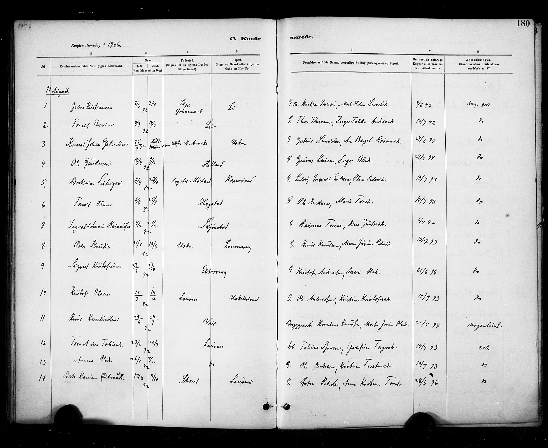 Hetland sokneprestkontor, SAST/A-101826/30/30BA/L0010: Ministerialbok nr. A 10, 1882-1925, s. 180