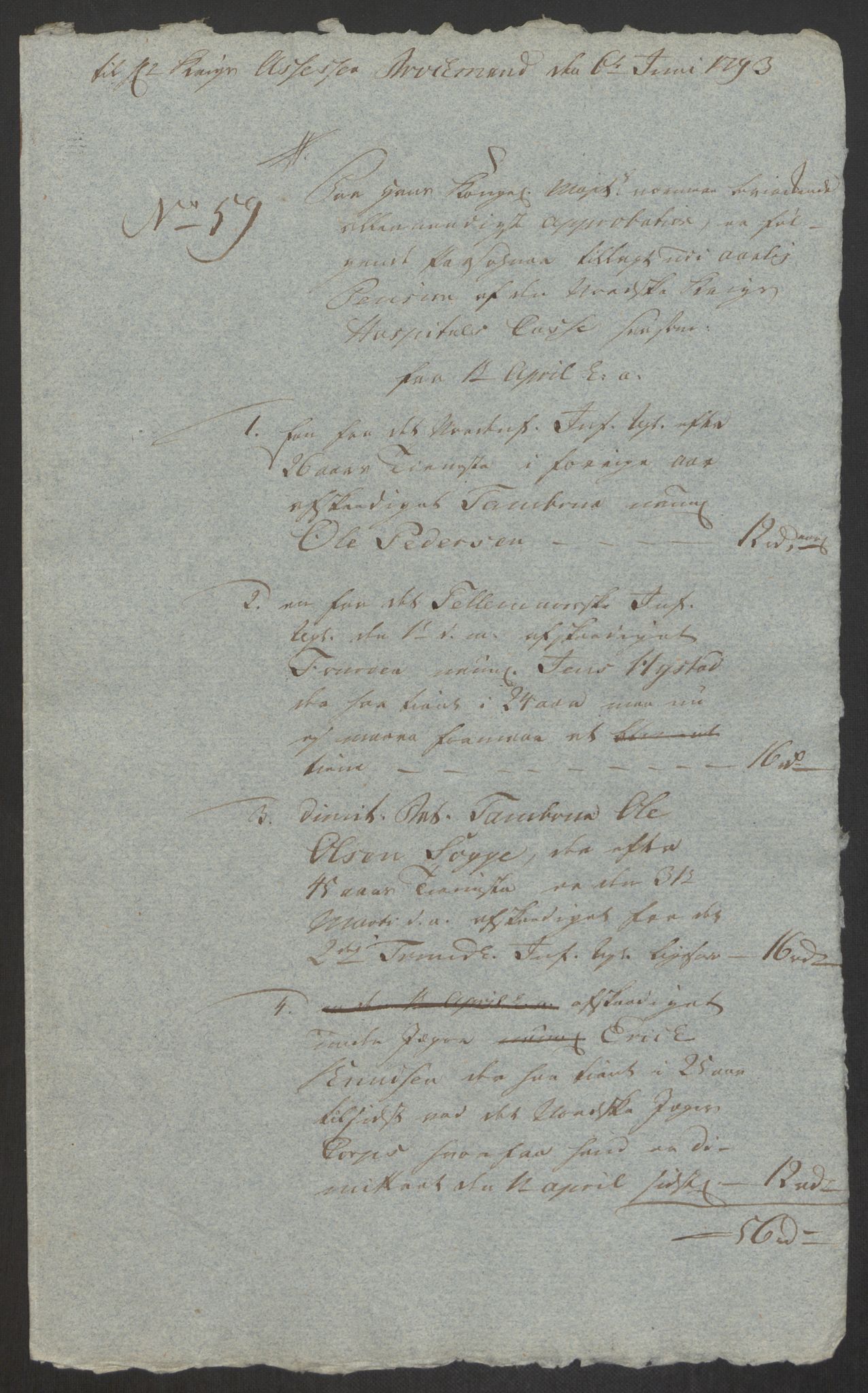 Forsvaret, Den norske kvesthuskasse/krigshospitalkasse, AV/RA-RAFA-1887/F/Fa/L0008: Konsepter, 1790-1793, s. 1112