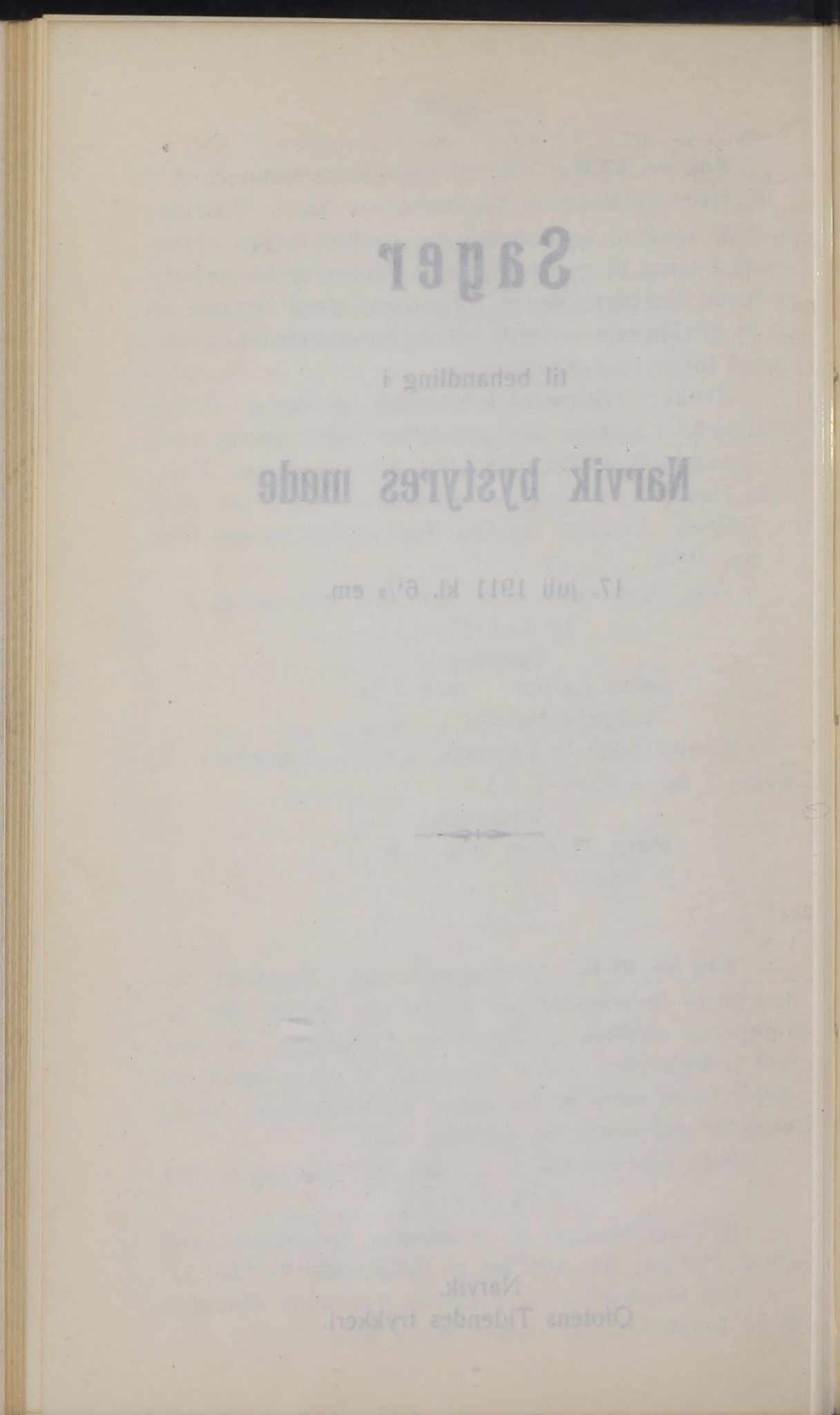 Narvik kommune. Formannskap , AIN/K-18050.150/A/Ab/L0001: Møtebok, 1911