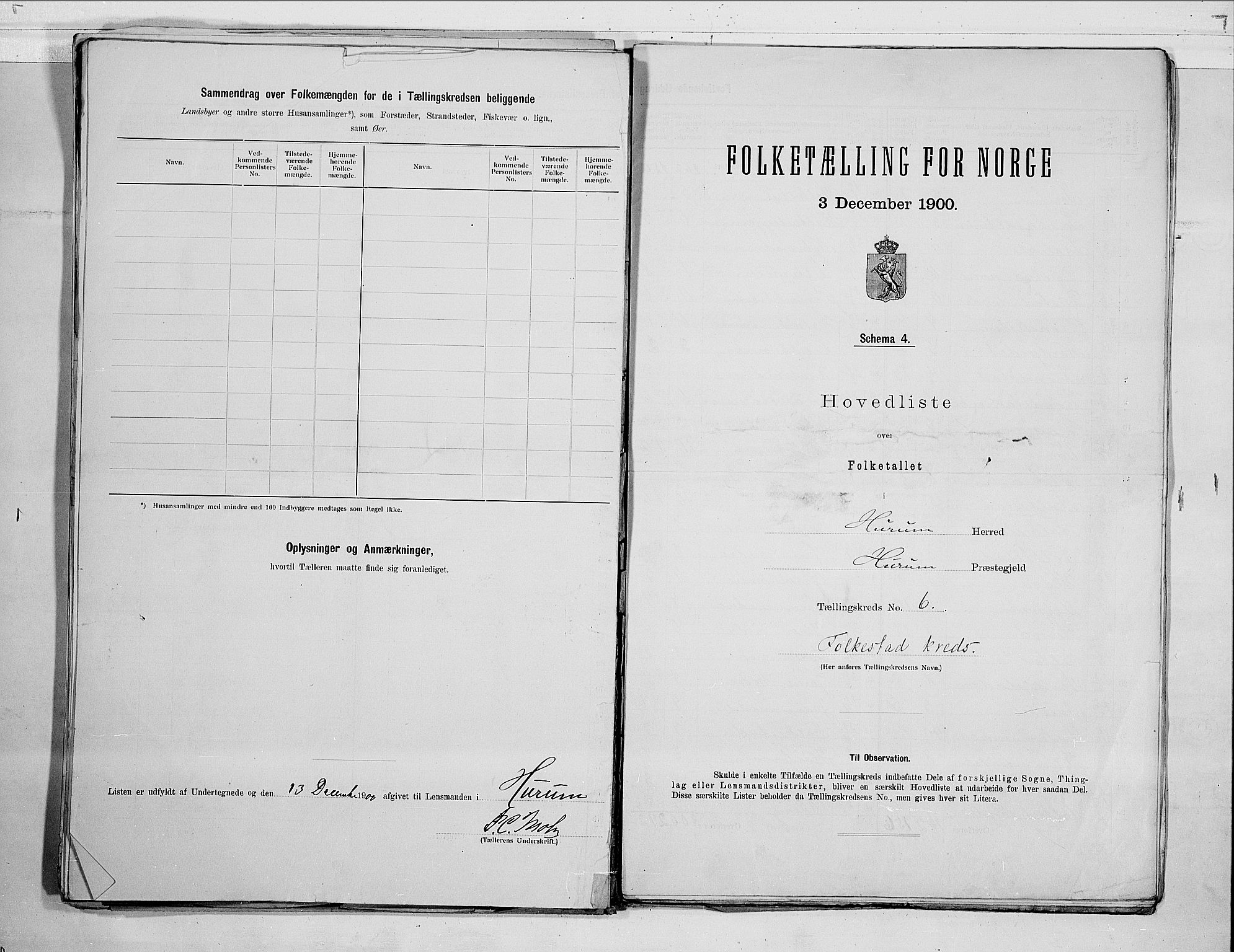 RA, Folketelling 1900 for 0628 Hurum herred, 1900, s. 14