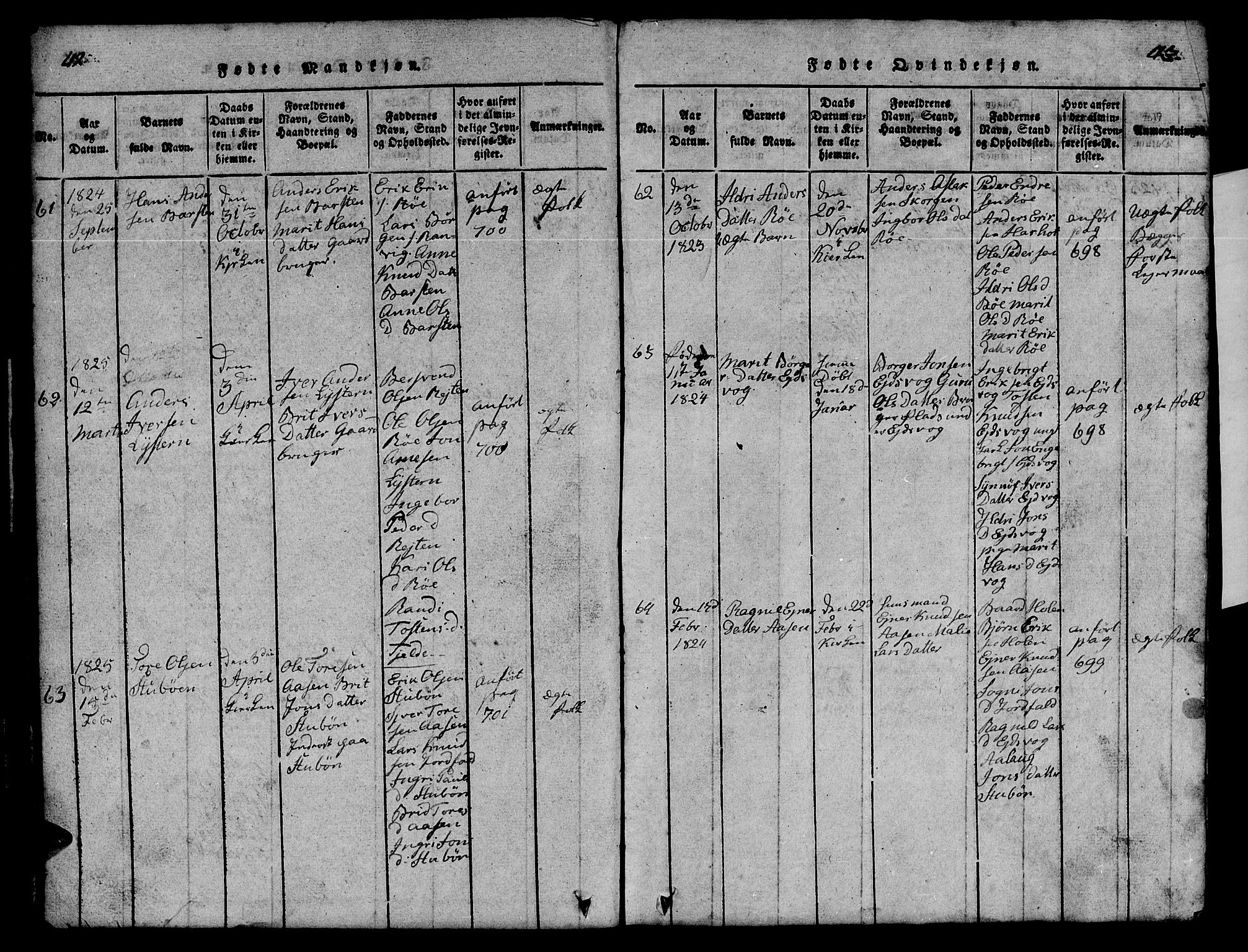 Ministerialprotokoller, klokkerbøker og fødselsregistre - Møre og Romsdal, SAT/A-1454/551/L0629: Klokkerbok nr. 551C01, 1818-1839, s. 42-43