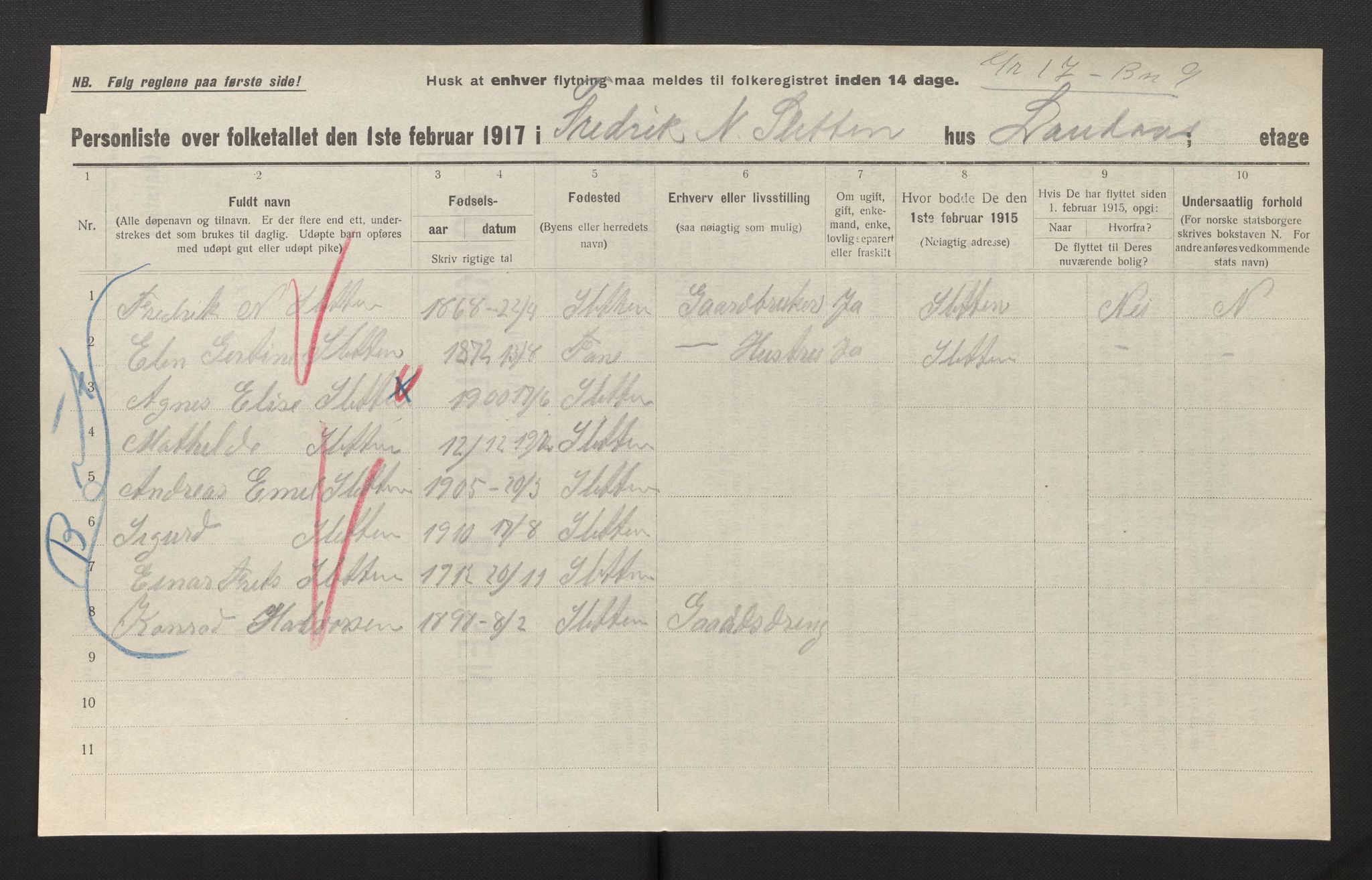 SAB, Kommunal folketelling 1917 for Bergen kjøpstad, 1917, s. 53312