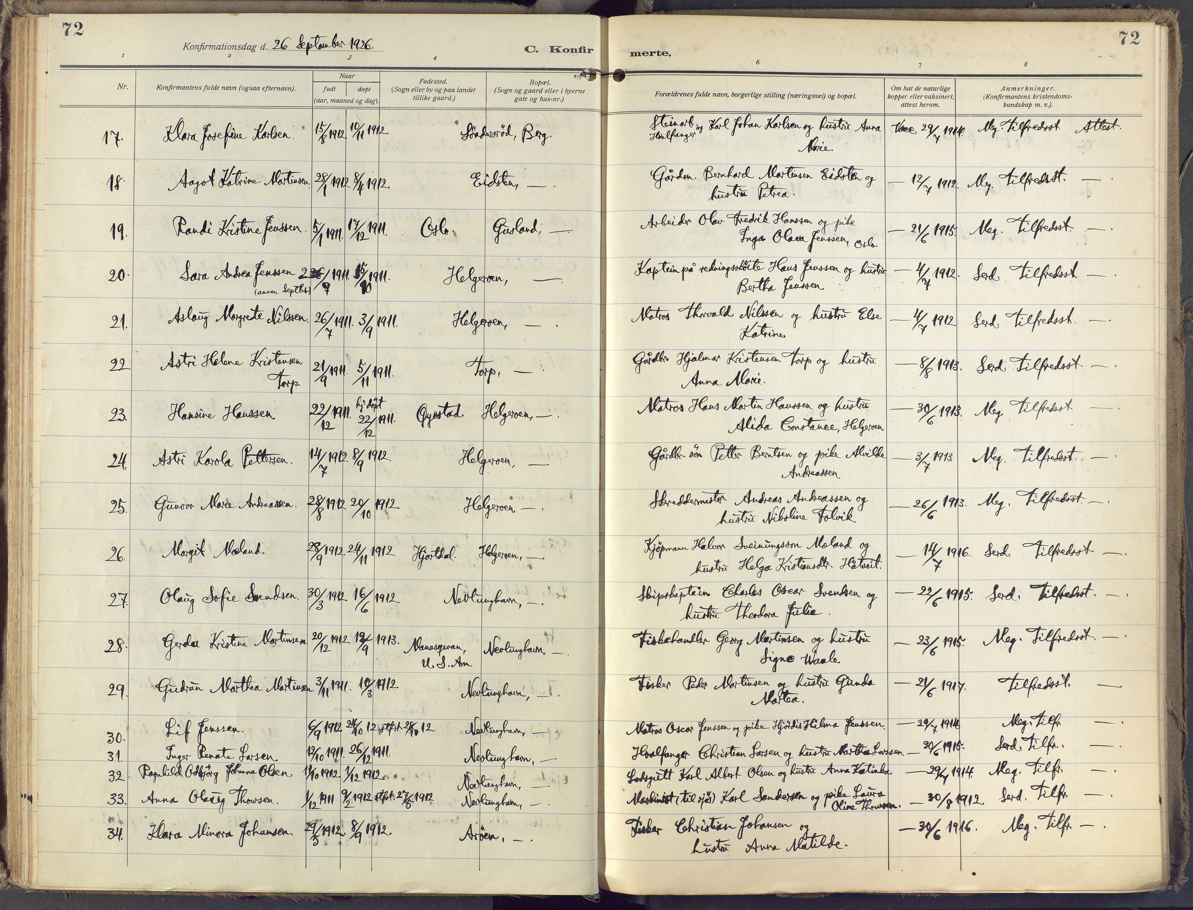 Brunlanes kirkebøker, SAKO/A-342/F/Fb/L0004: Ministerialbok nr. II 4, 1923-1940, s. 72