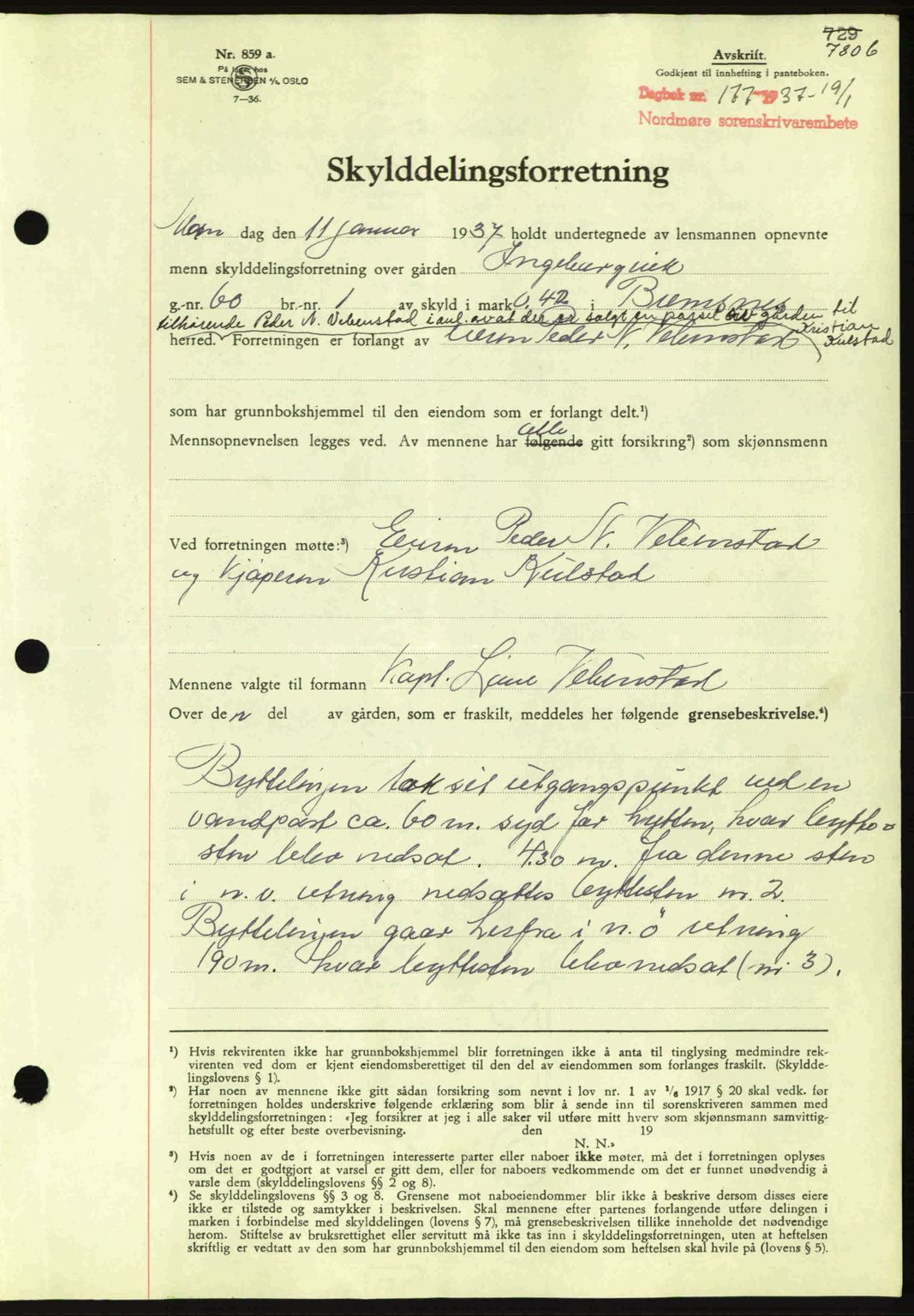 Nordmøre sorenskriveri, SAT/A-4132/1/2/2Ca: Pantebok nr. A80, 1936-1937, Dagboknr: 177/1937