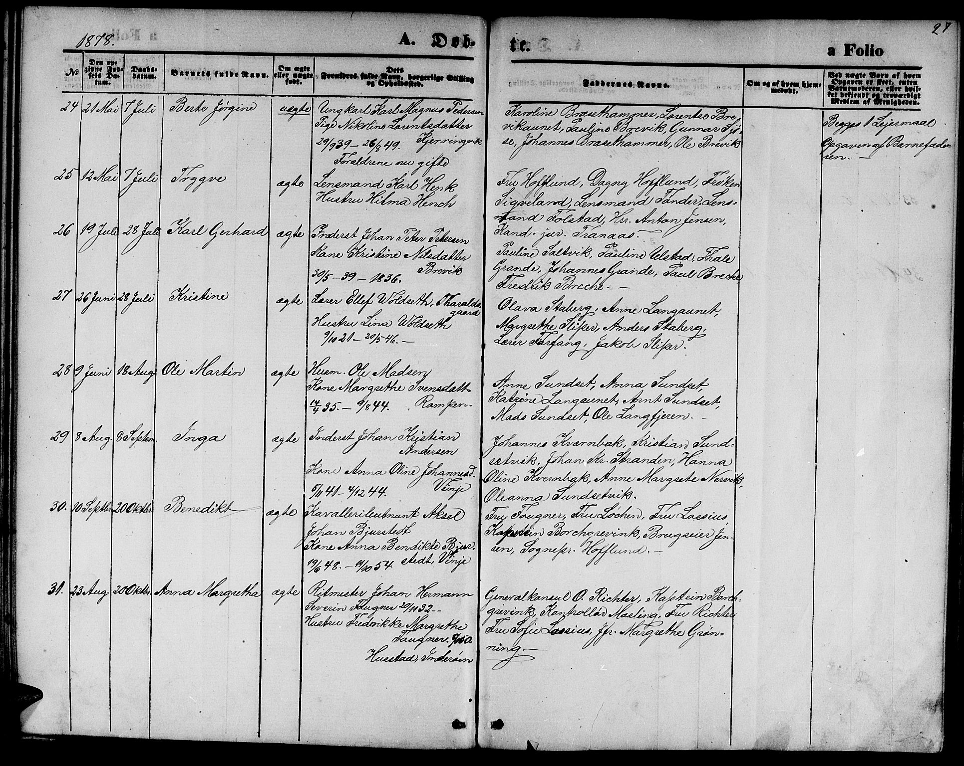 Ministerialprotokoller, klokkerbøker og fødselsregistre - Nord-Trøndelag, SAT/A-1458/733/L0326: Klokkerbok nr. 733C01, 1871-1887, s. 27